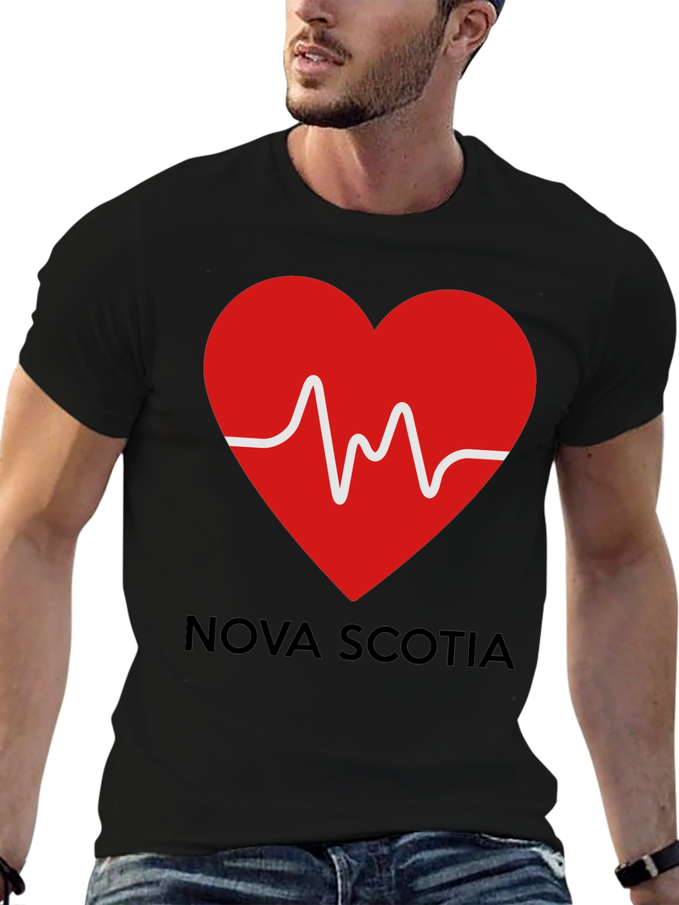 Black Nova Scotia Heartbeat T-Shirt view 6