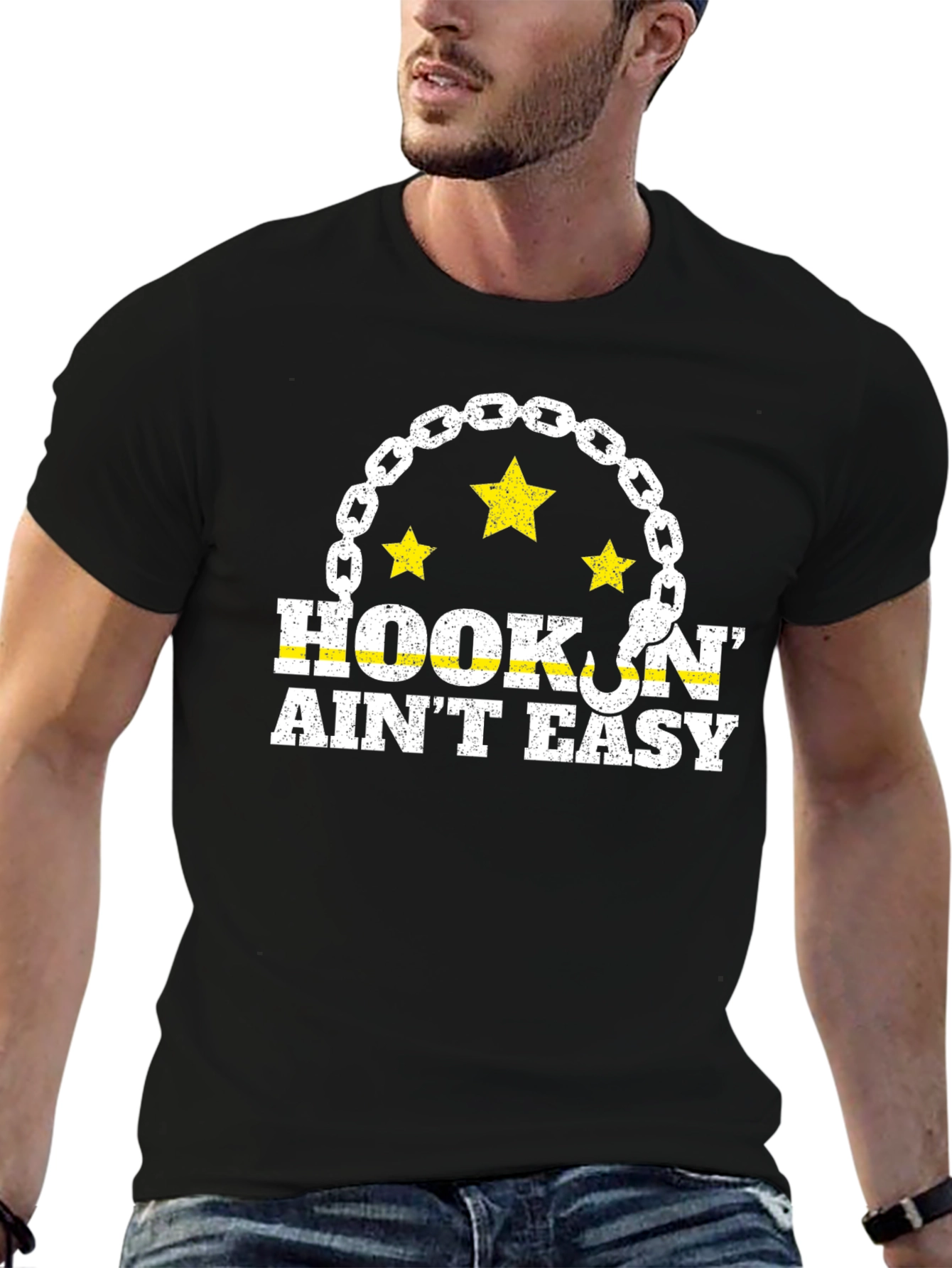 Black Hookin' Ain't Easy Black Graphic Tee view 6