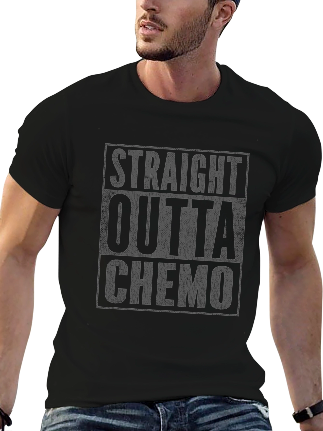 Black Straight Outta Chemo T-Shirt - Cancer Survivor Tee view 6