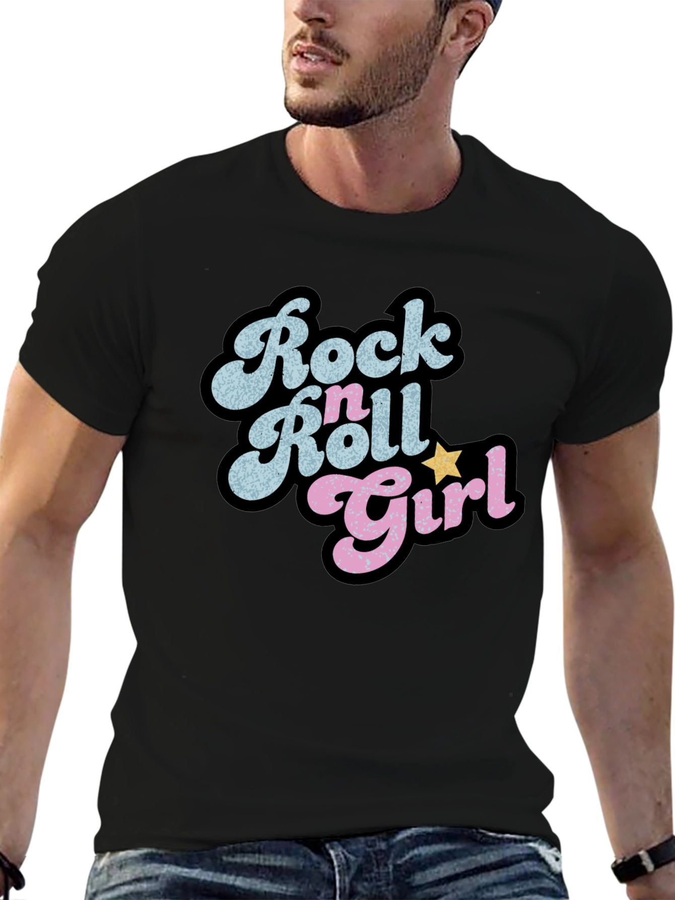 Black Rock n Roll Girl Black Graphic Tee view 6