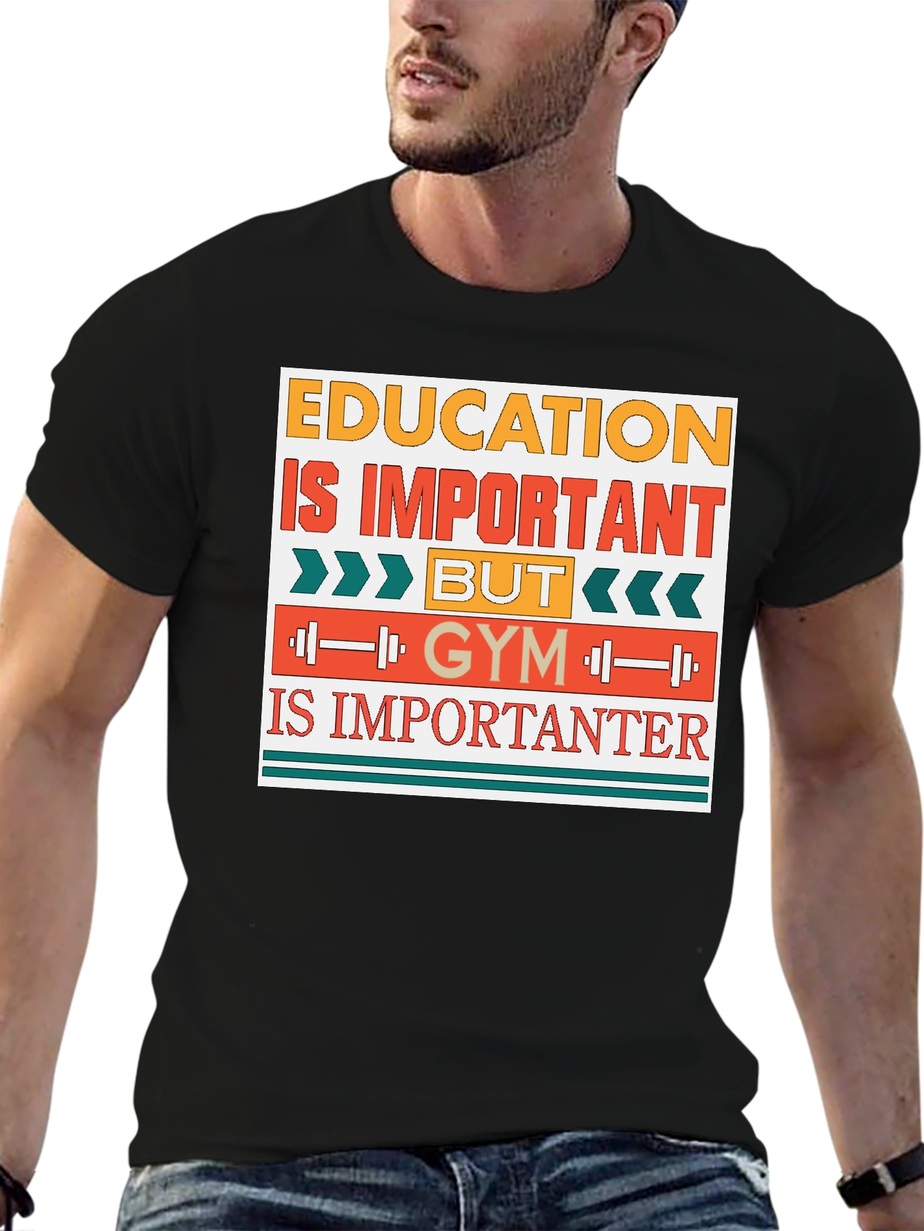 Black Education Important, Gym Importanter T-Shirt view 6