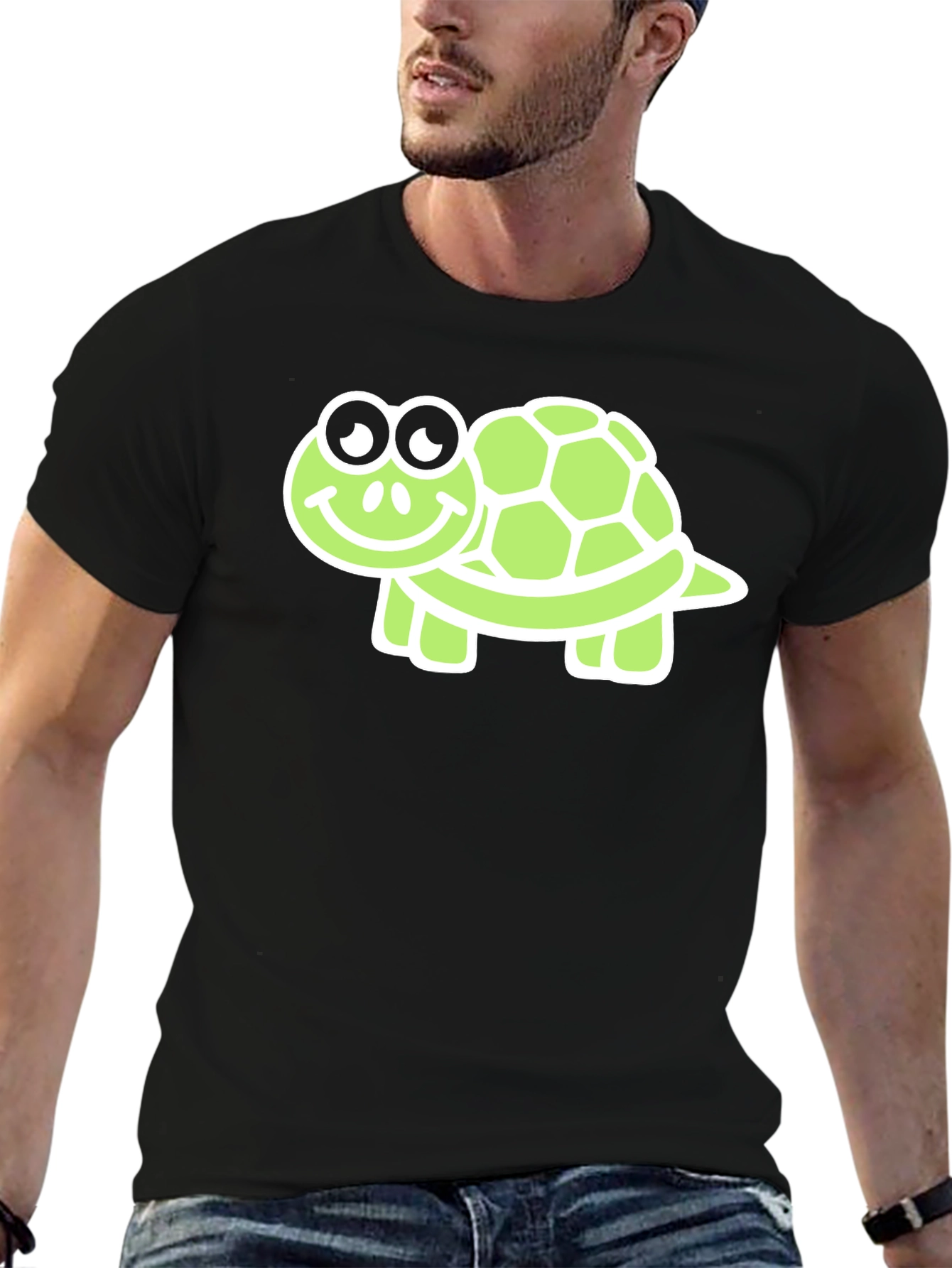 Black Cute Turtle Graphic Tee - Black view 6