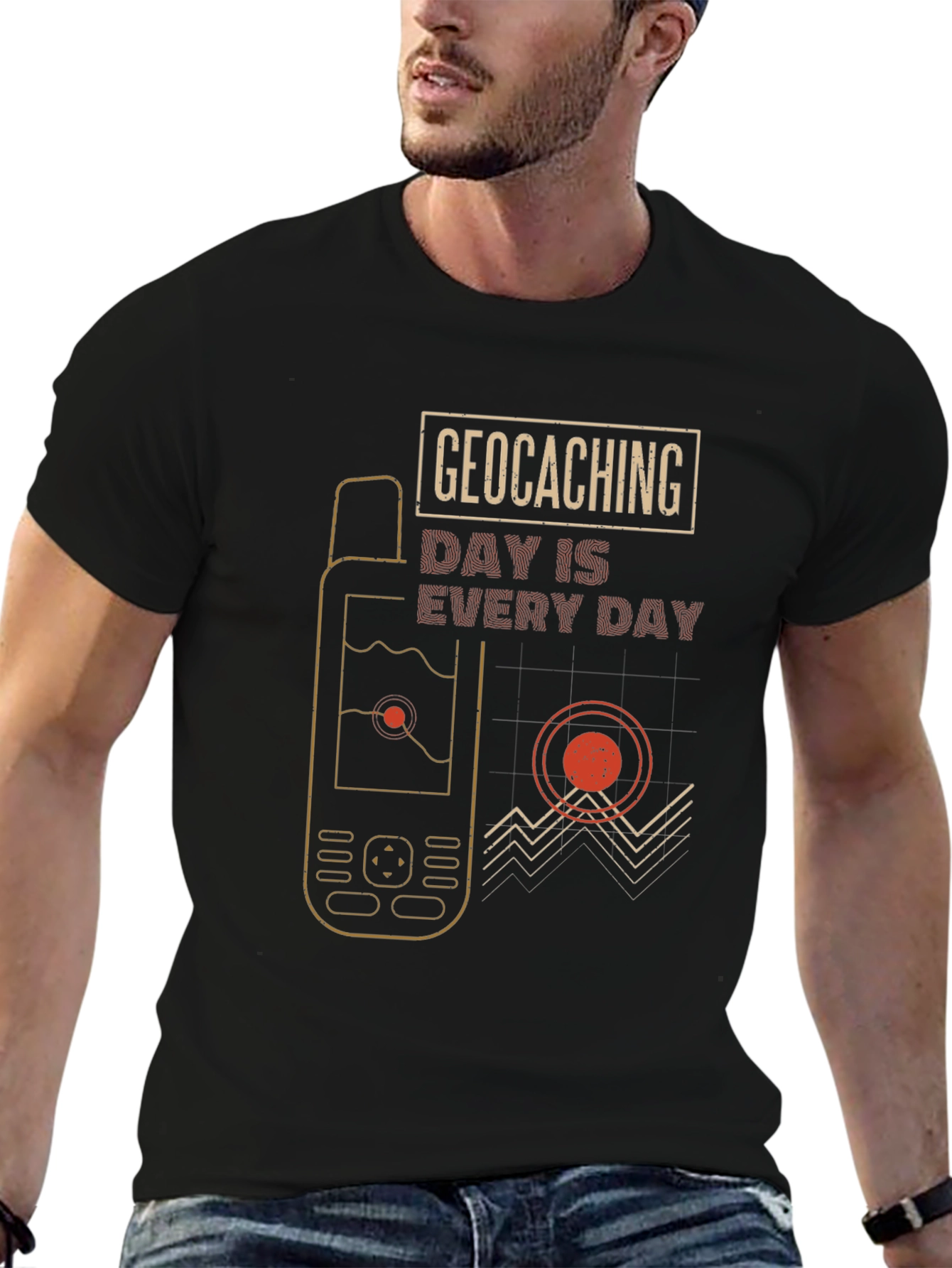 Black Geocaching Day Is Every Day Graphic T-Shirt view 6