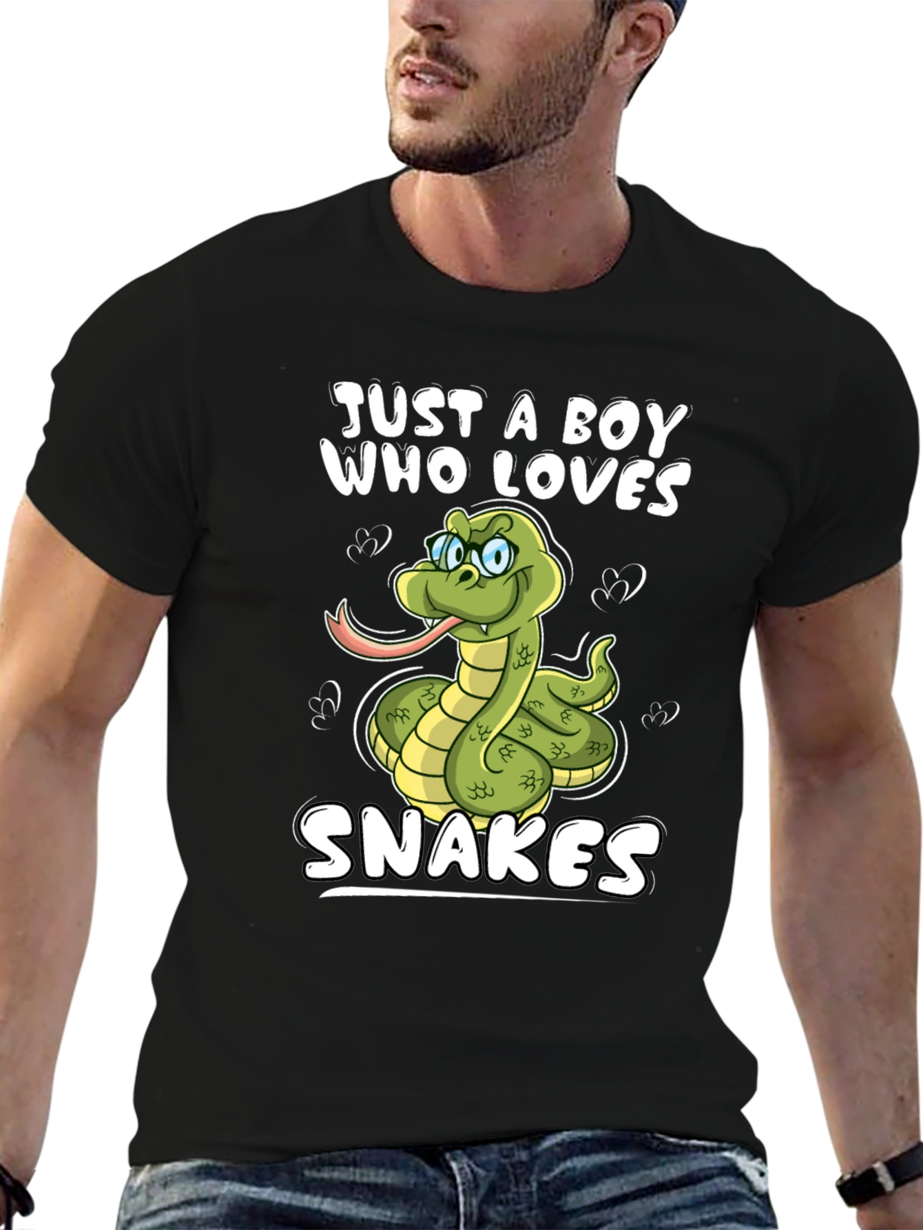 Black Boy Who Loves Snakes Graphic T-Shirt view 6