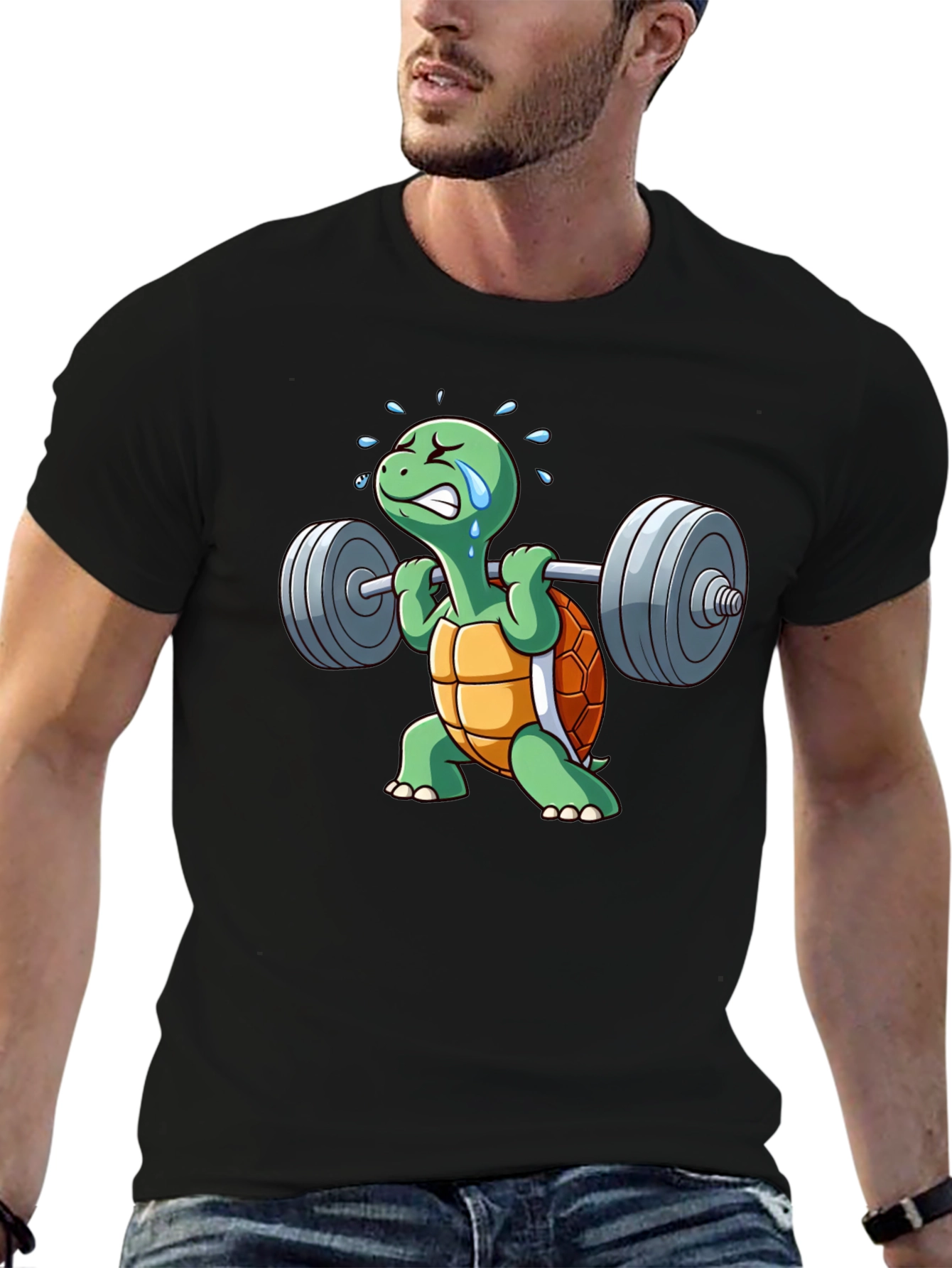 Black Turtle Gym T-Shirt - Funny Weightlifting Design view 6
