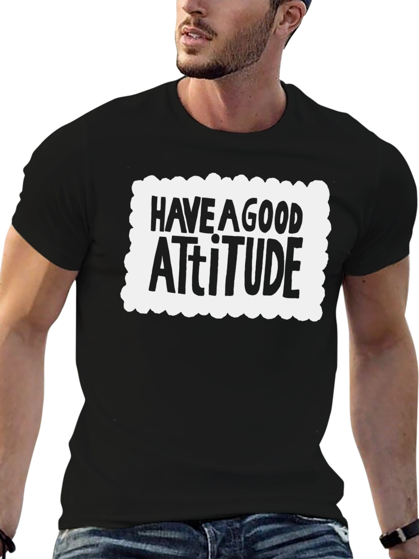 Black Have a Good Attitude Graphic Tee - Black view 6