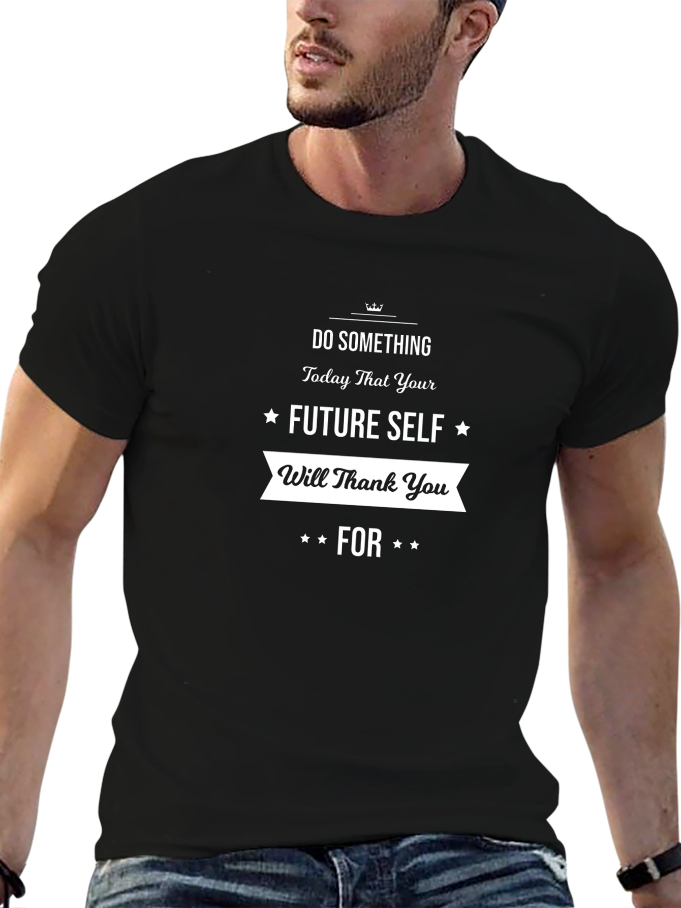 Black Motivational Black T-Shirt: Thank Your Future Self view 6