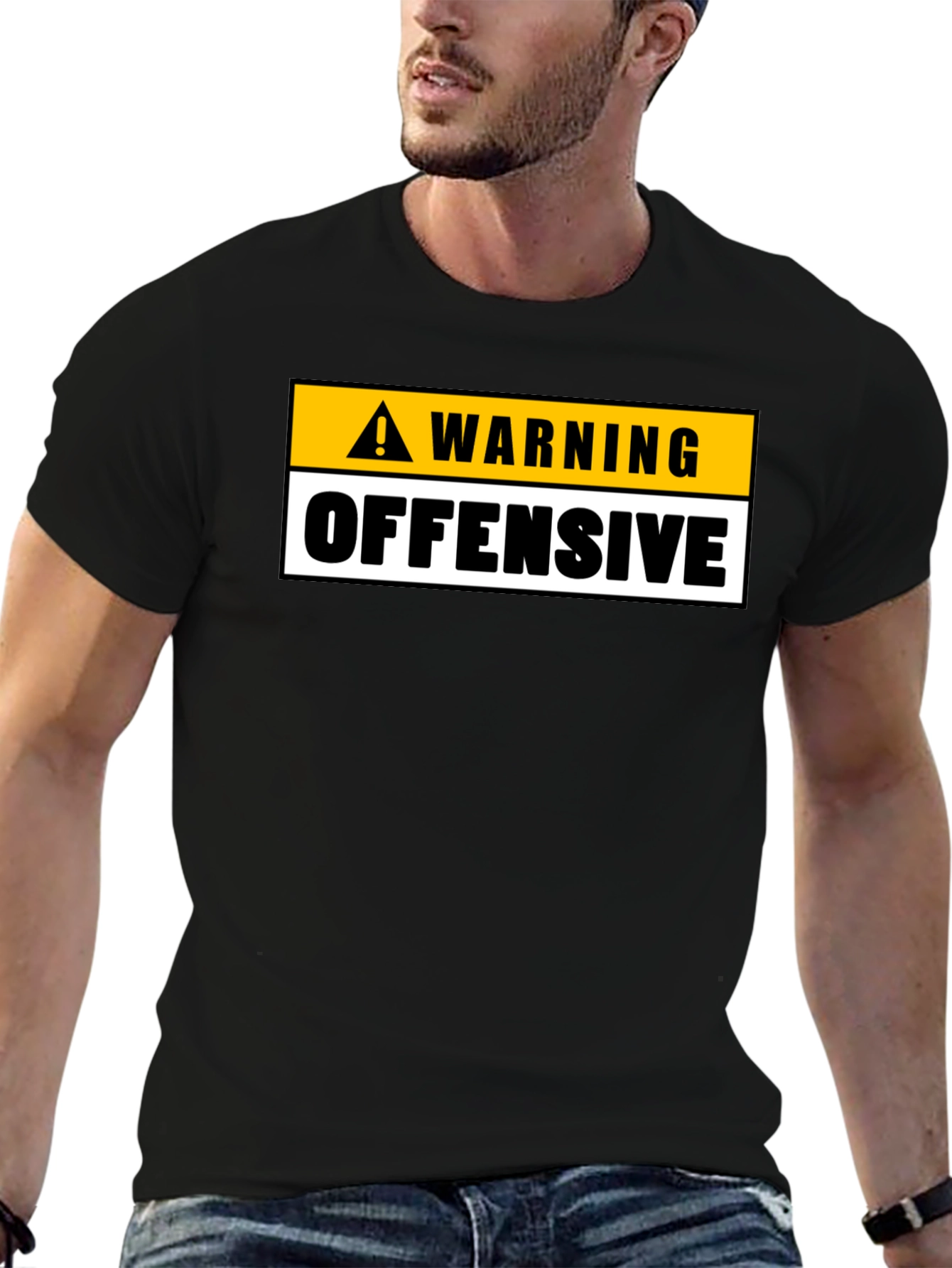 Black Warning Offensive Graphic Tee view 6