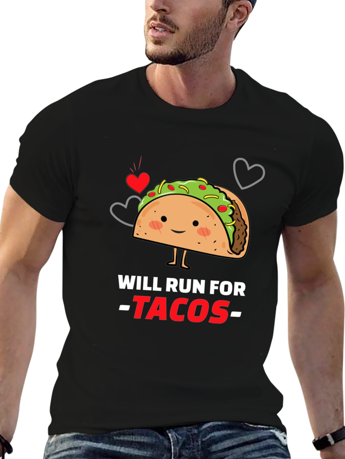 Black Will Run For Tacos Graphic T-Shirt view 6