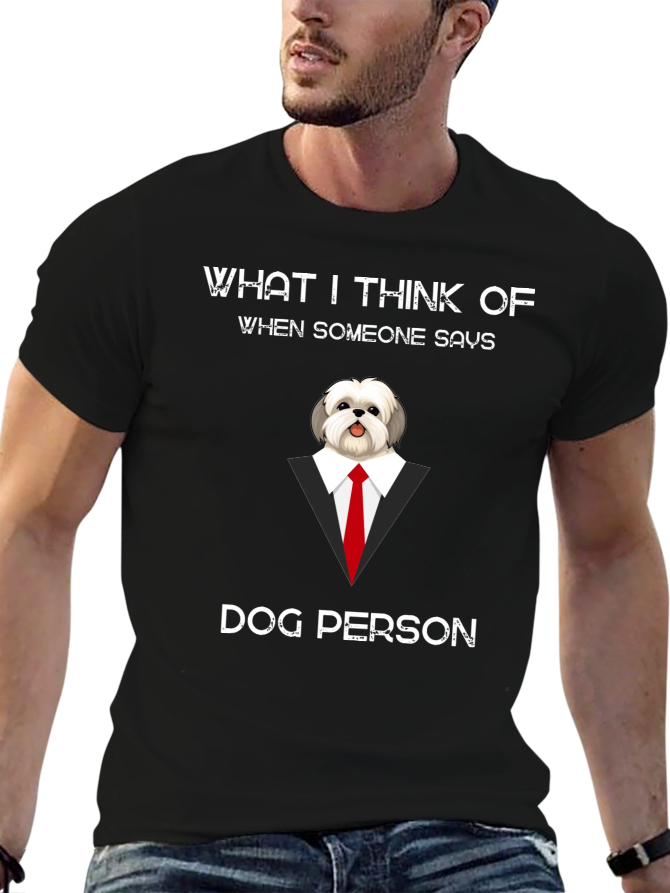 Black Dog Person T-Shirt - Funny Novelty Tee view 6