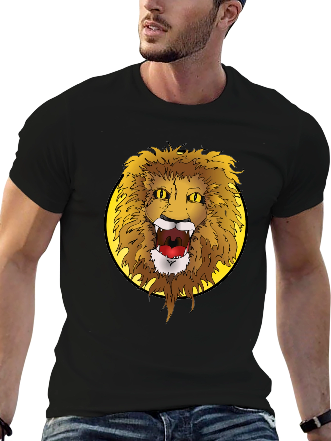 Black Lion Graphic Tee - Fierce Animal Print T-Shirt view 6