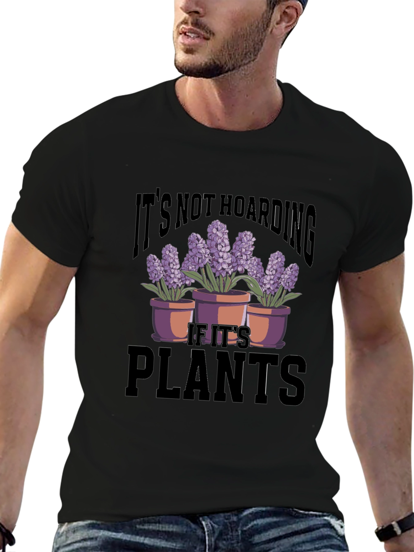 Black Plant Lover T-Shirt - It's Not Hoarding view 6