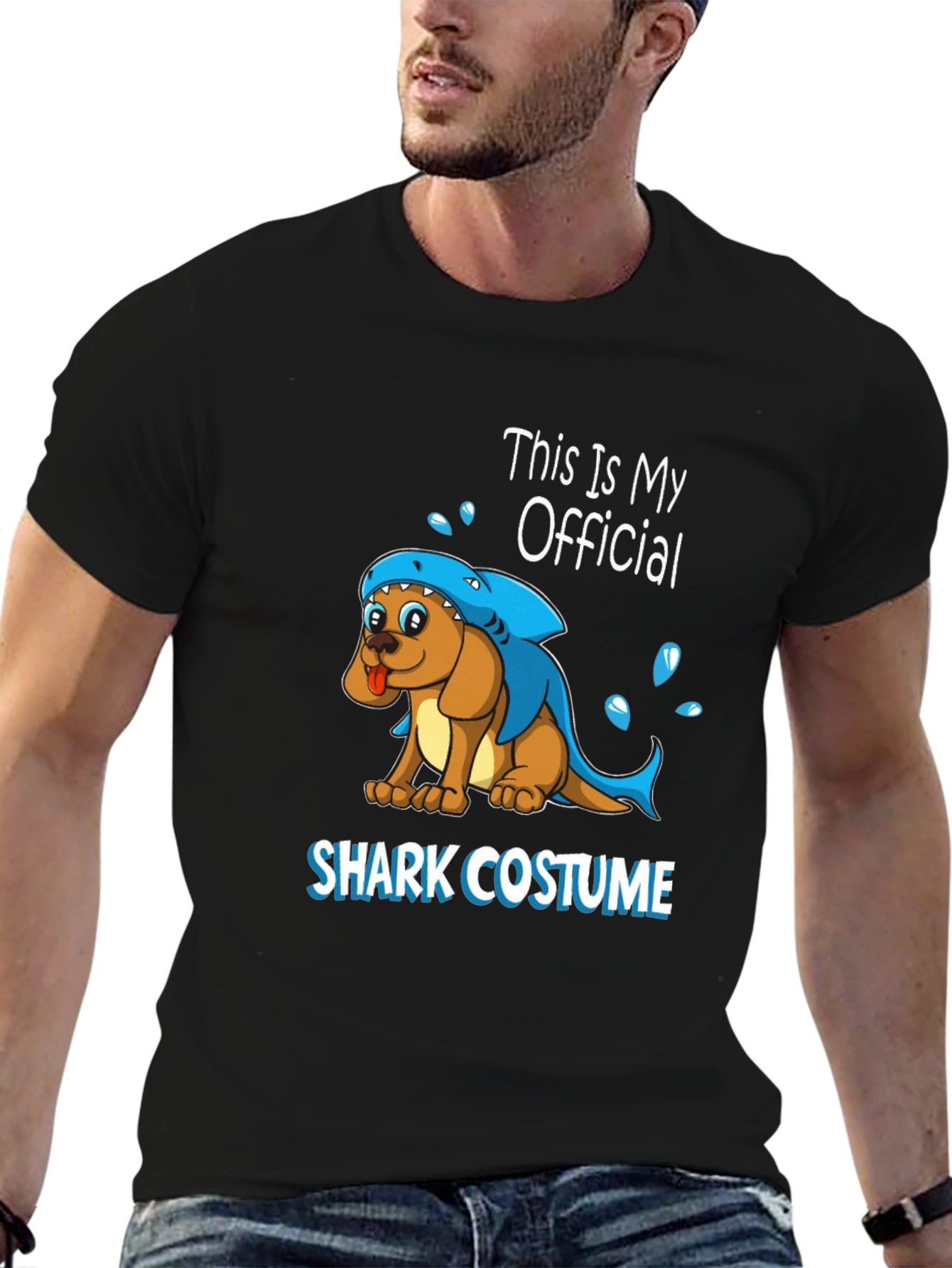 Black Dog Shark Costume Graphic T-Shirt view 6