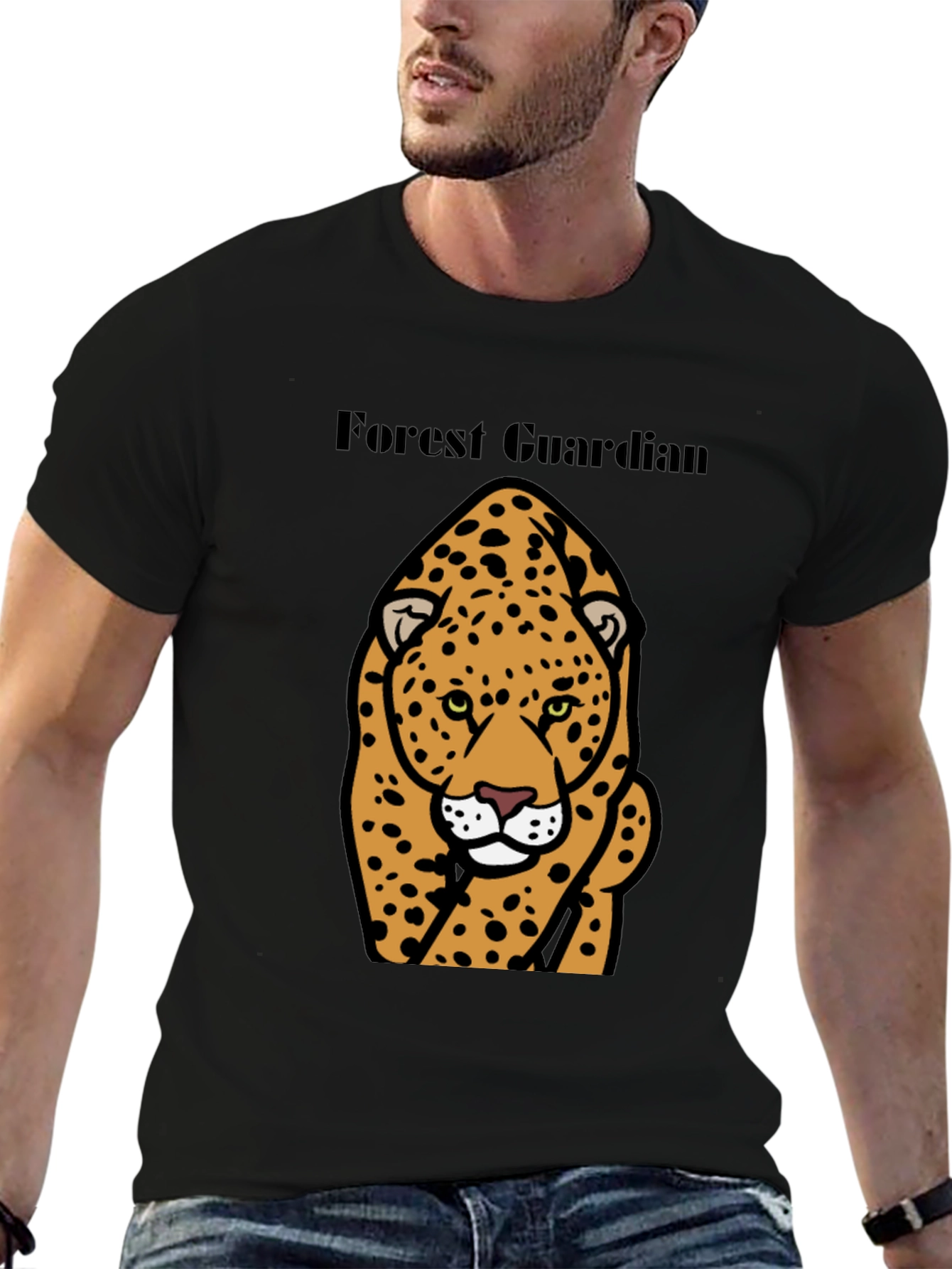 Black Forest Guardian Leopard Graphic Tee - Black view 6