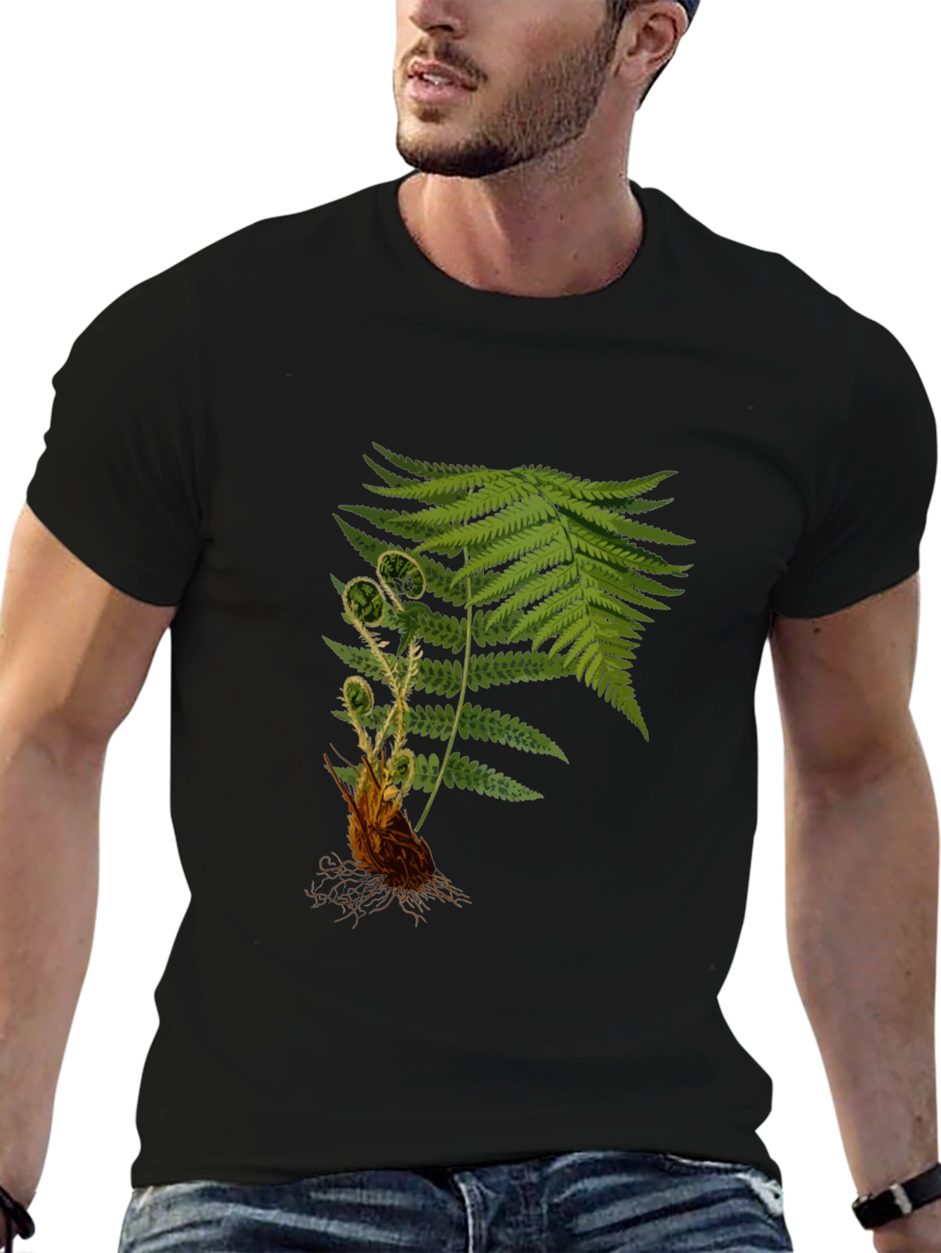 Black Fern Print Black T-Shirt view 6