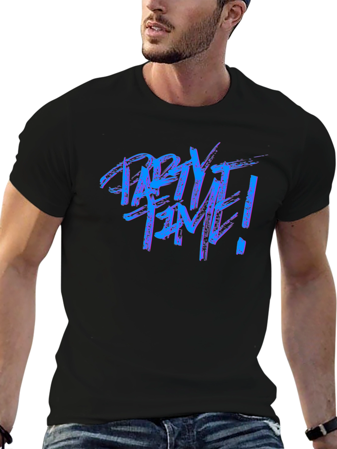 Black Party Time Graphic Tee - Black Crew Neck view 6