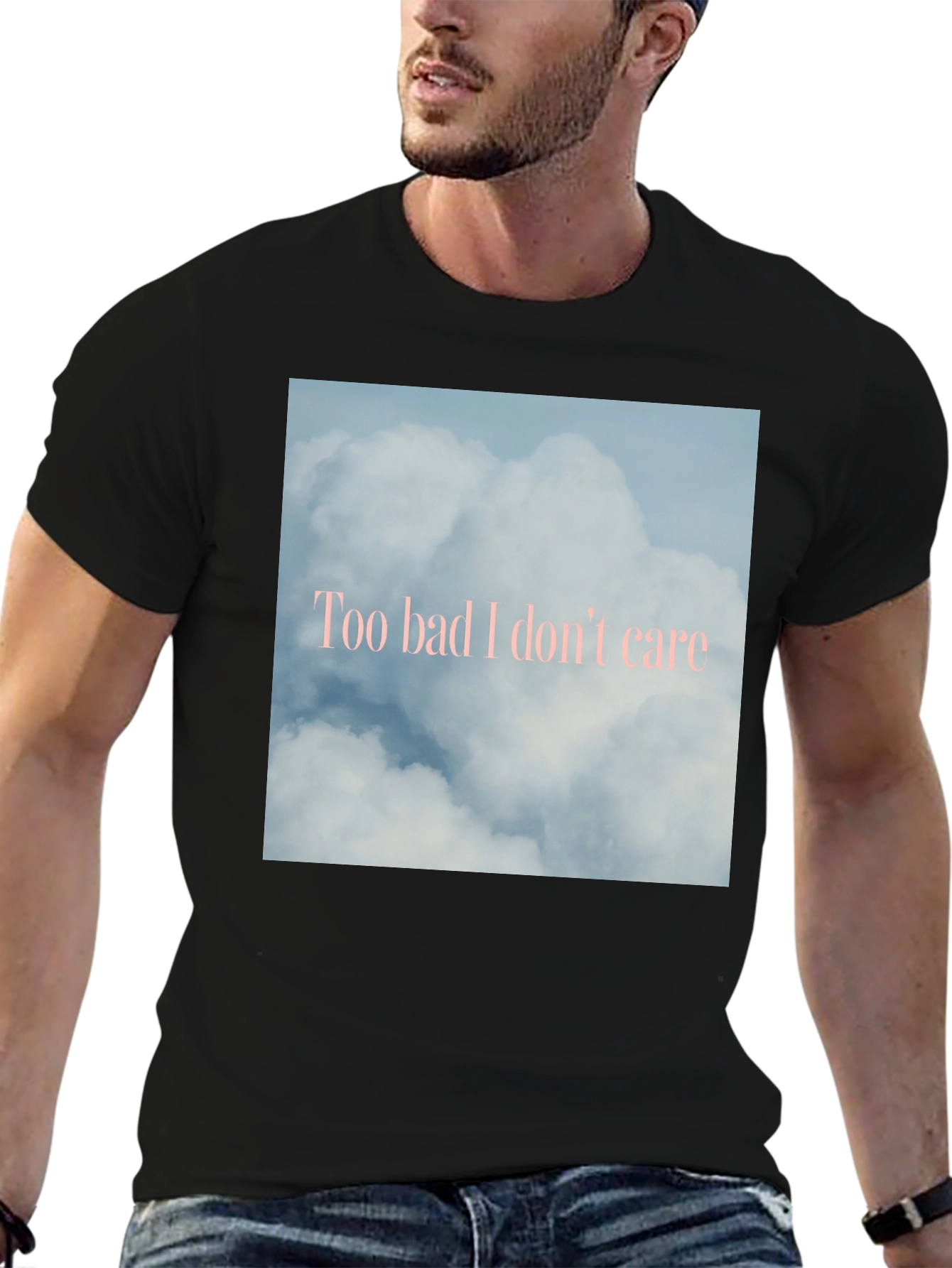 Black Too Bad I Don't Care Cloud Graphic Tee view 6