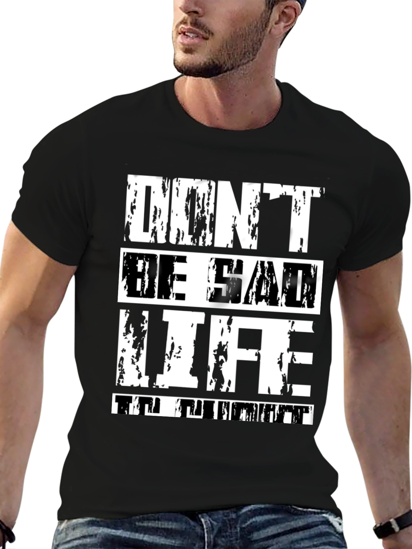 Black Don't Be Sad Life Is Great Graphic Tee view 6