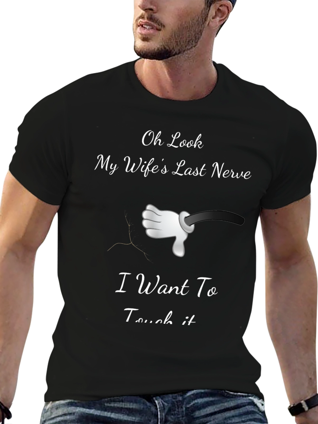 Black Humorous "My Wife's Last Nerve" Graphic Tee view 6
