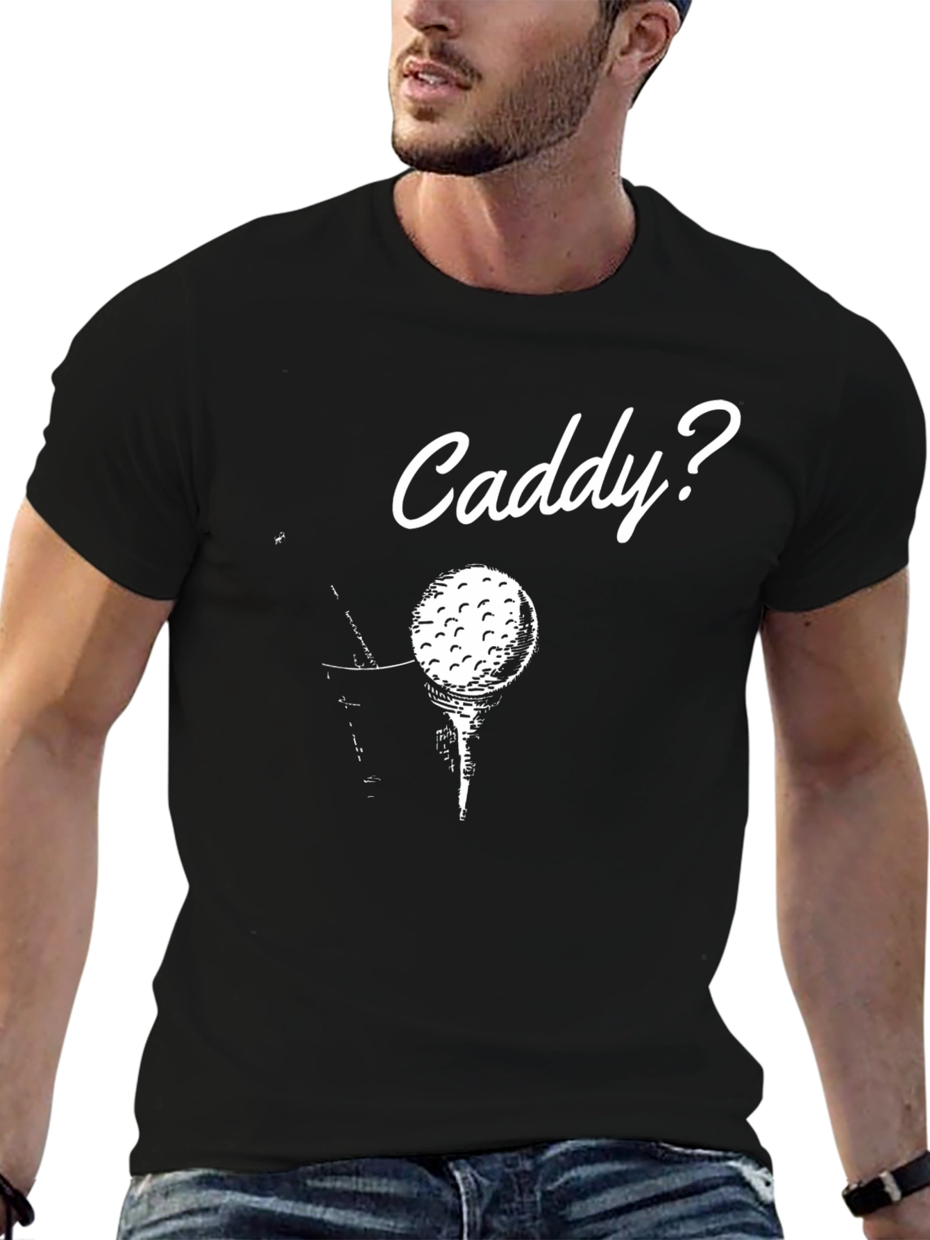 Black Caddy Golf T-Shirt - Humorous Golfer Tee view 6