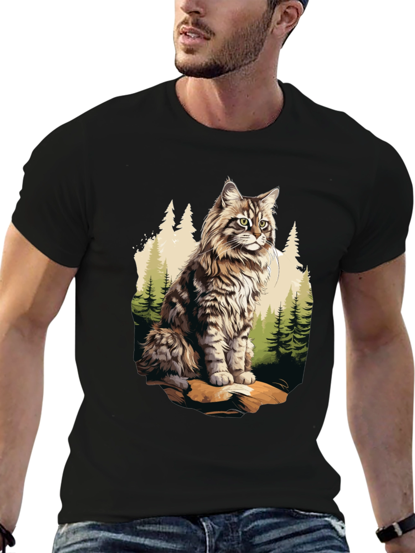 Black Cat in the Woods Graphic Tee view 6