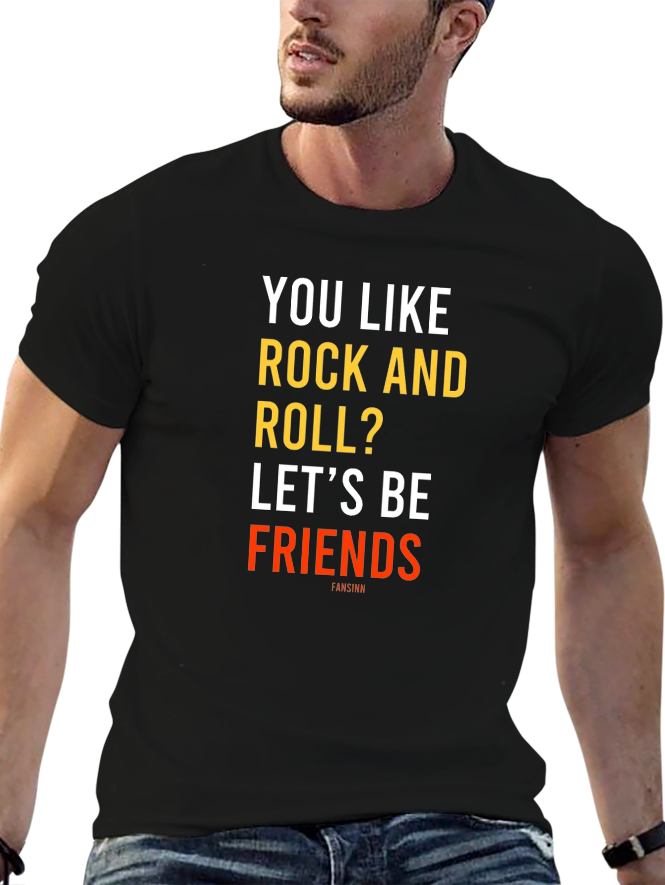 Black Rock and Roll Fan T-Shirt - Let's Be Friends view 6