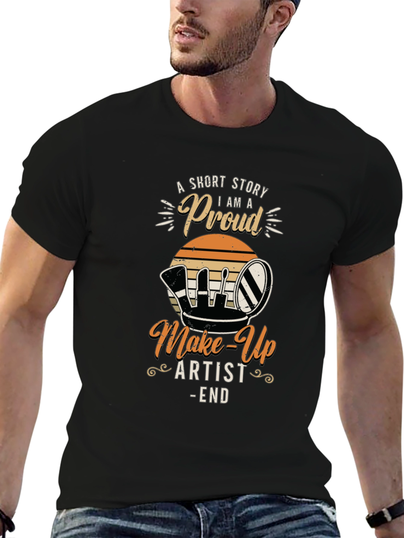 Black Proud Makeup Artist Short Story T-Shirt view 6