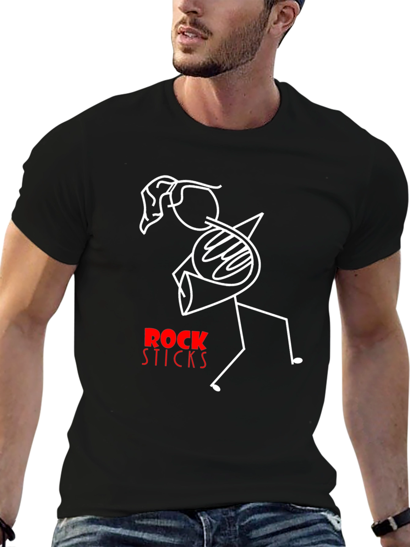 Black Rock Sticks Graphic Tee - Black Cotton T-Shirt view 6