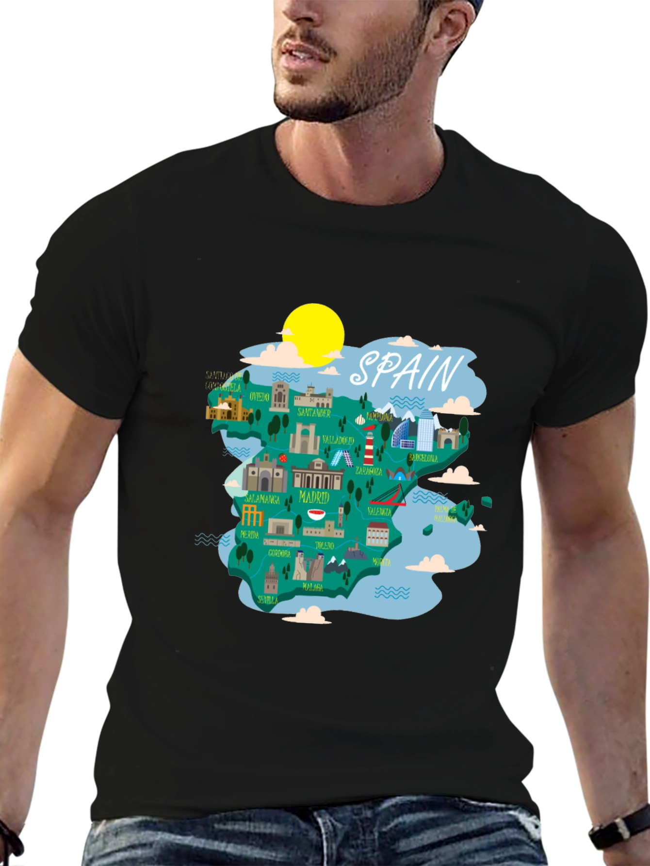 Spain Map Graphic Tee - Unique Travel Souvenir - 6