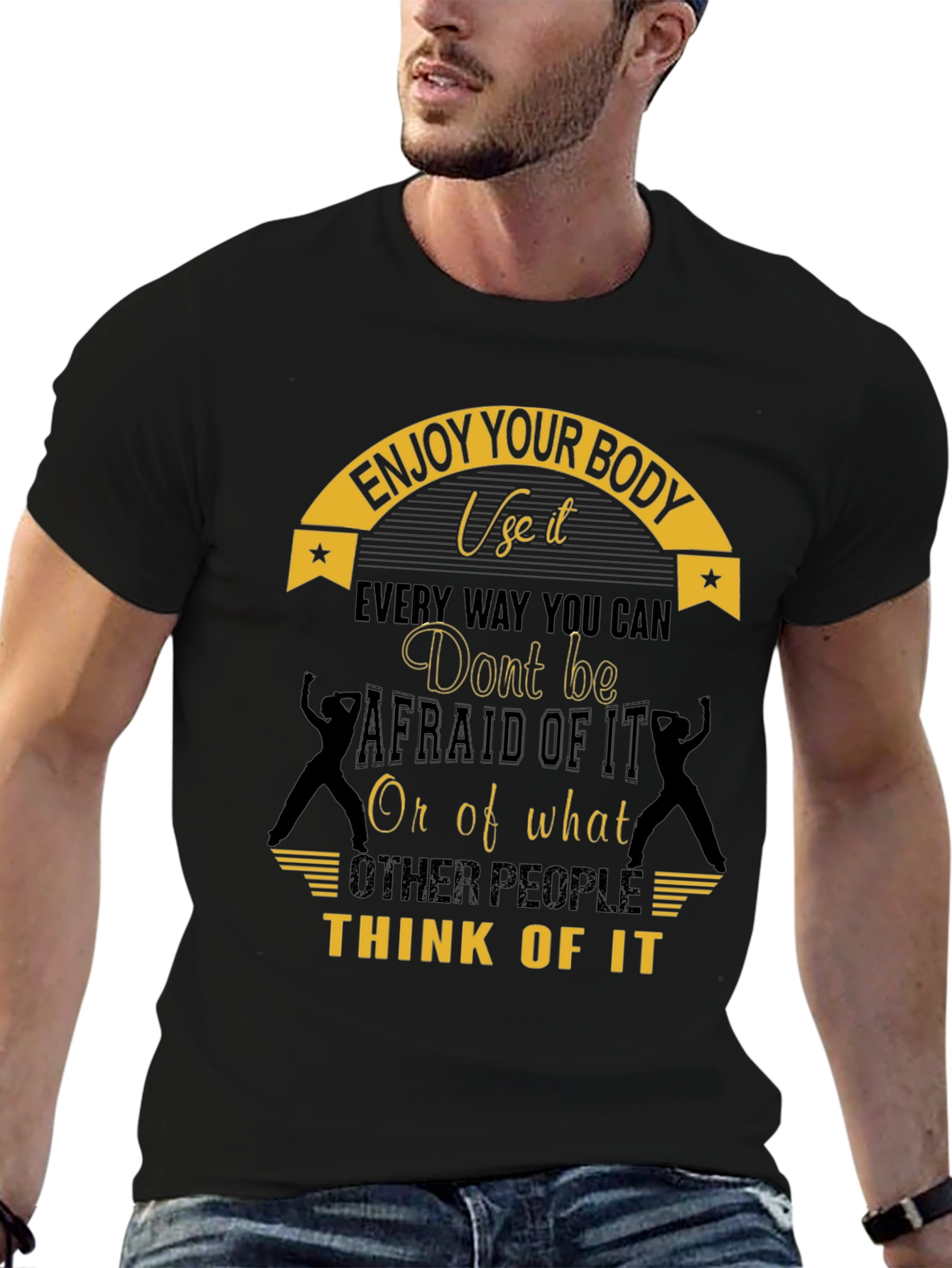 Black Enjoy Your Body T-Shirt - Motivational Design view 6