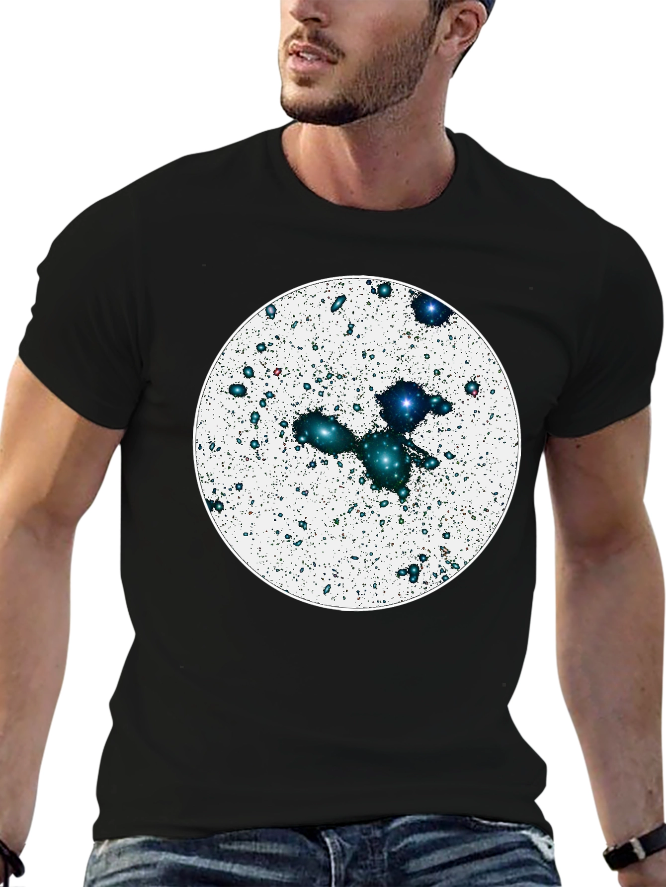 Black Cosmic Galaxy Graphic Tee - Black Cotton Blend view 6