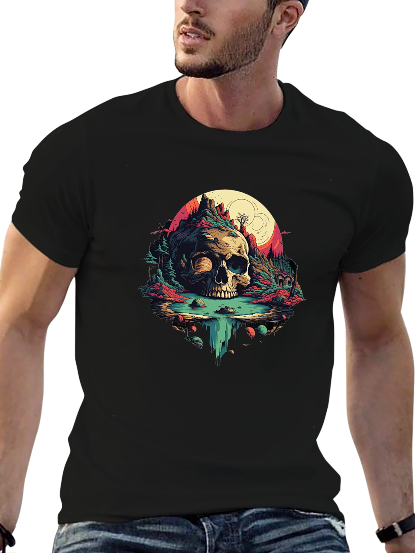 Black Skull Island Graphic Tee - Vibrant Design view 6