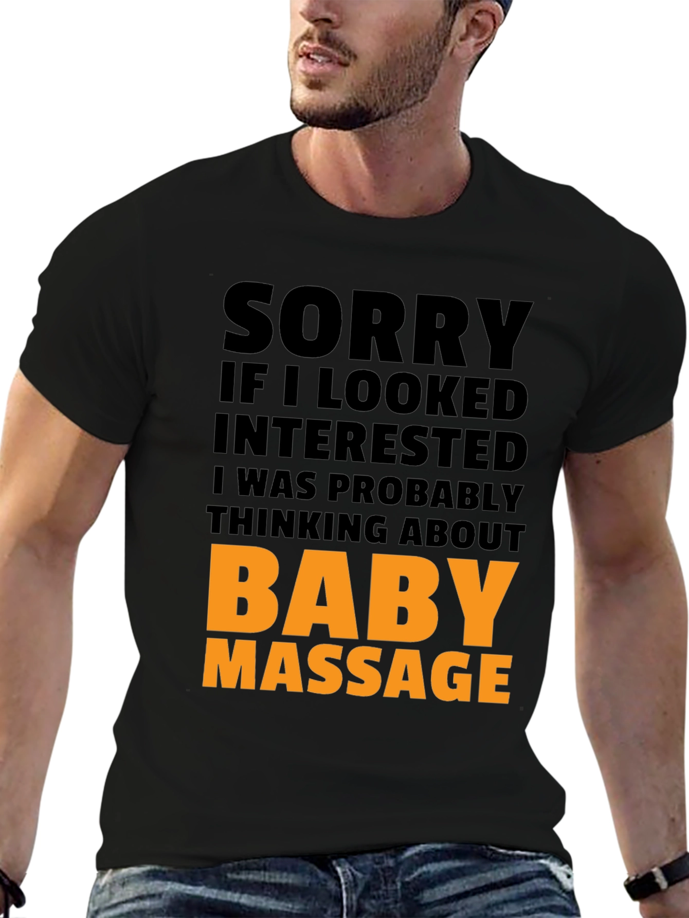 Black Baby Massage Funny Graphic T-Shirt view 6
