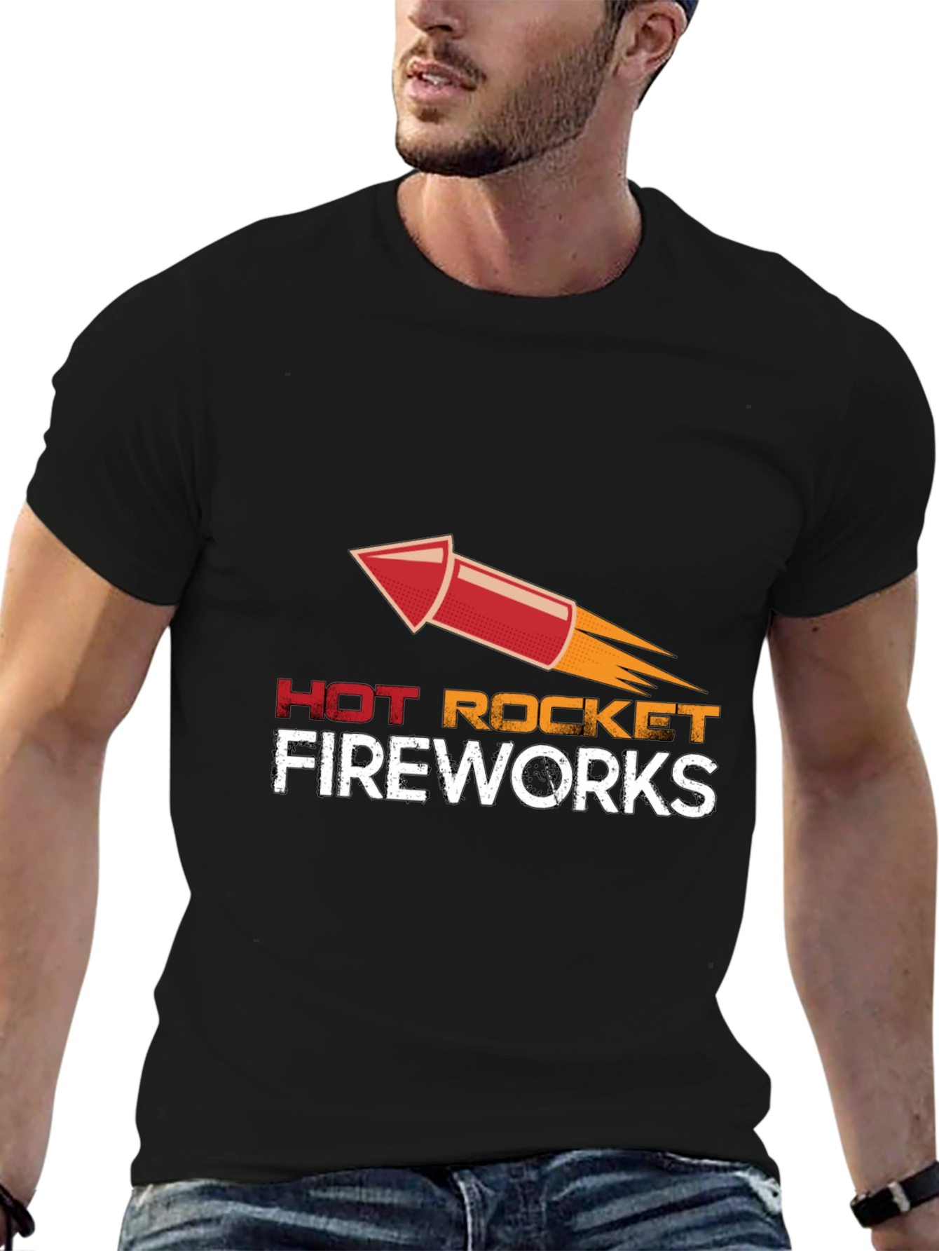 Black Hot Rocket Fireworks T-Shirt view 6