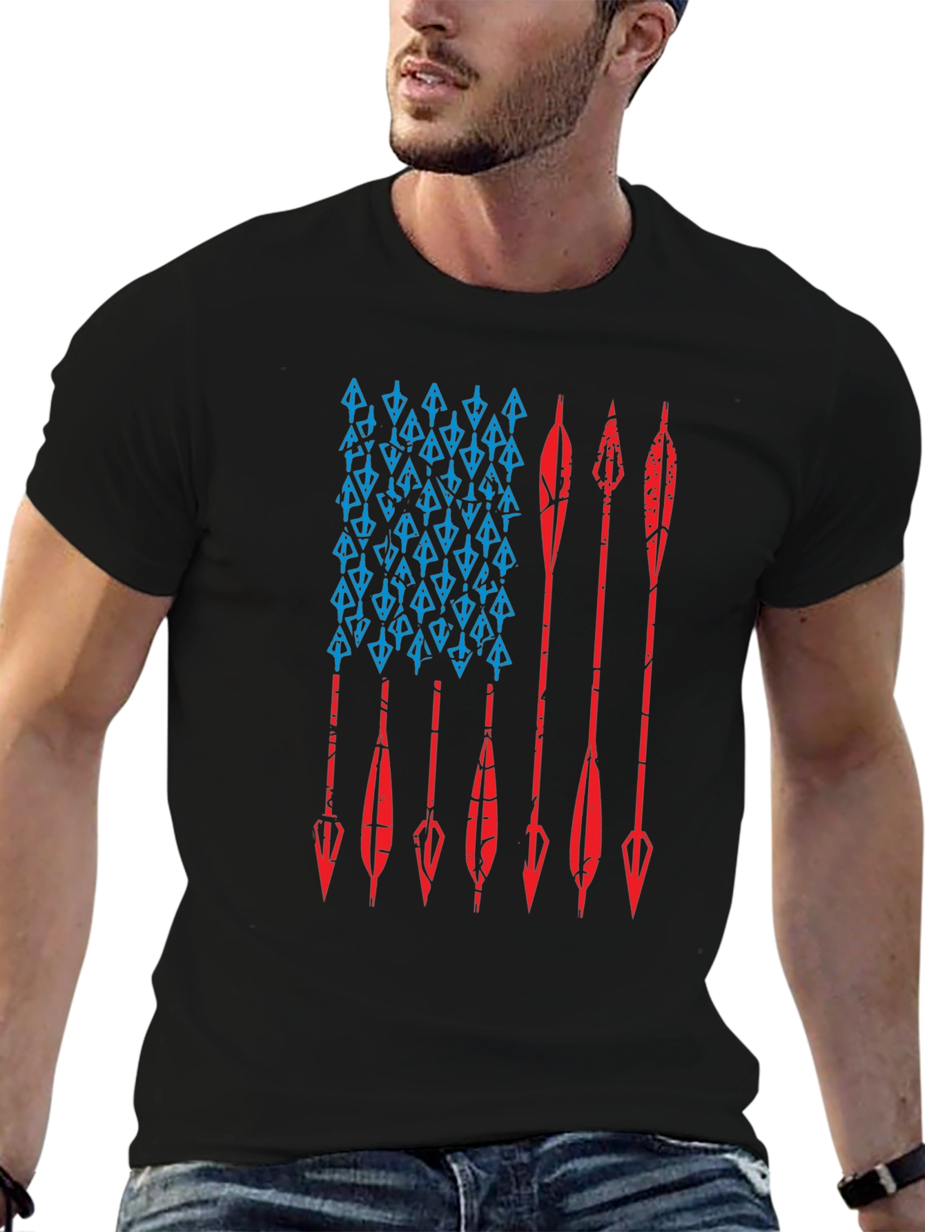 Black American Flag Arrow Graphic Tee - Hunting Pride view 6