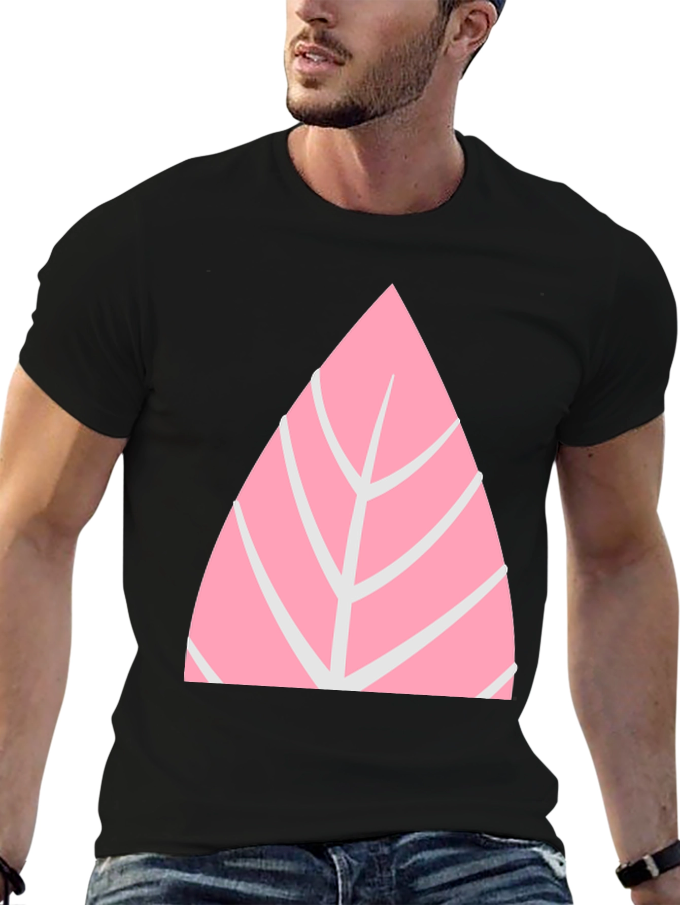 Black Pink Leaf Graphic Tee - Casual Style view 6