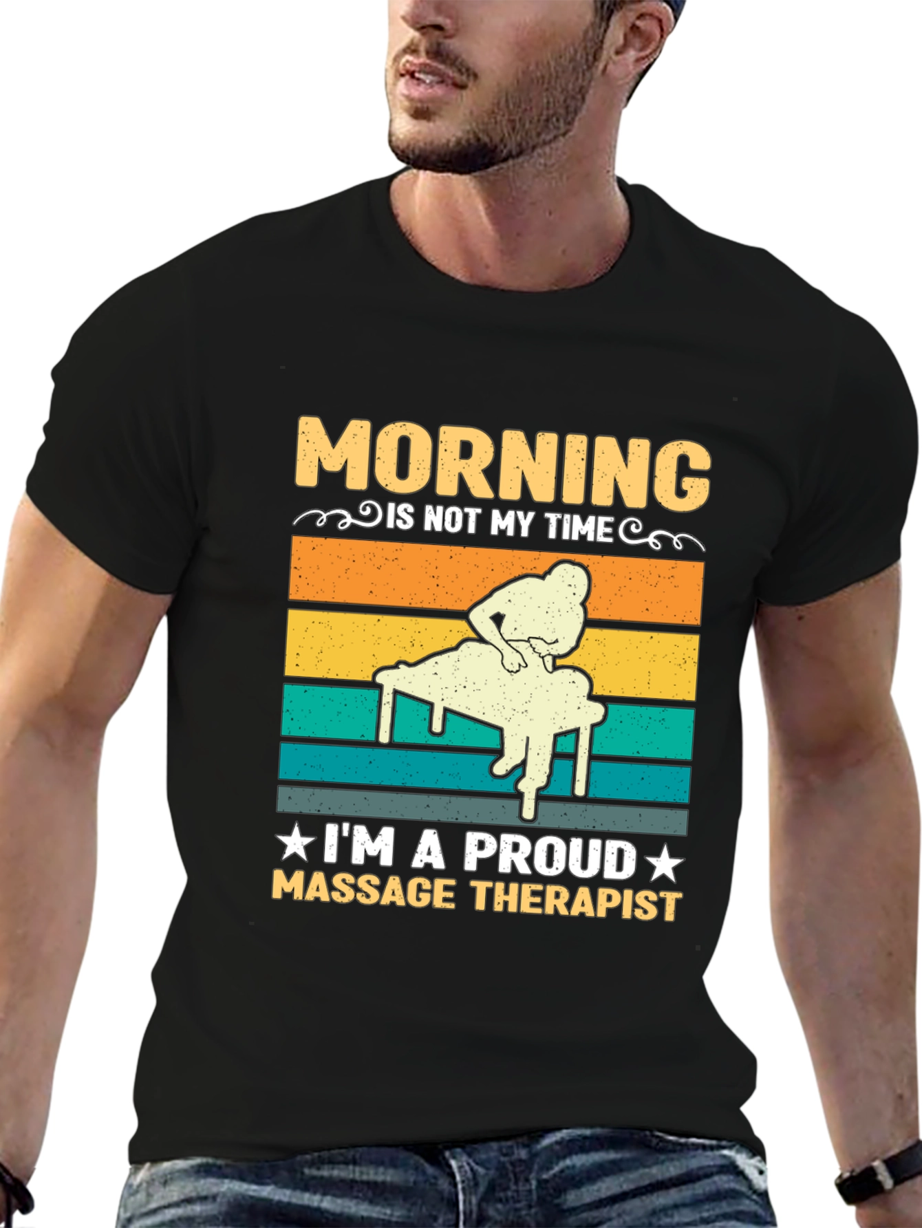 Black Massage Therapist T-Shirt - Morning Not My Time view 6
