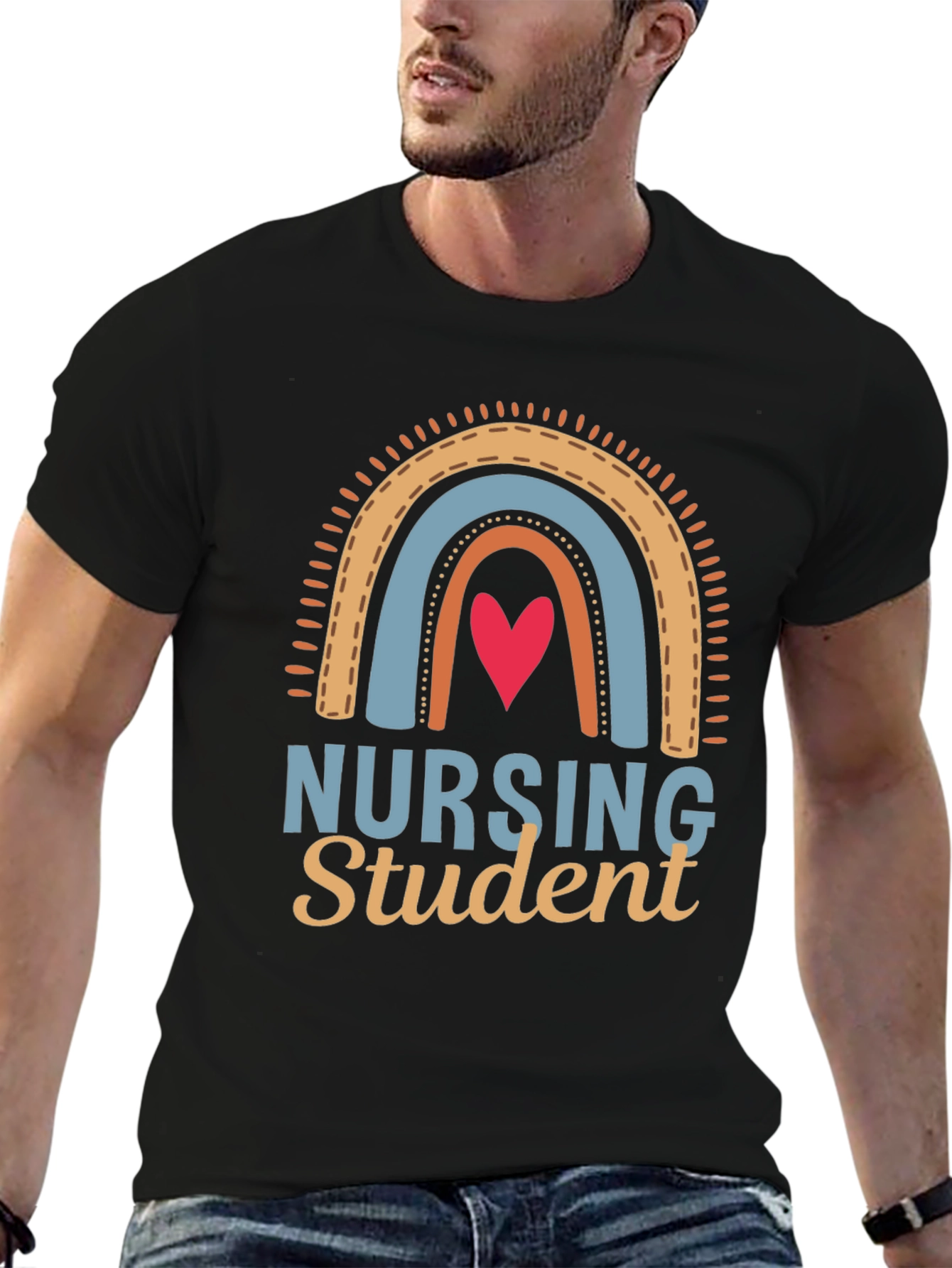 Black Nursing Student Rainbow Graphic Tee view 6