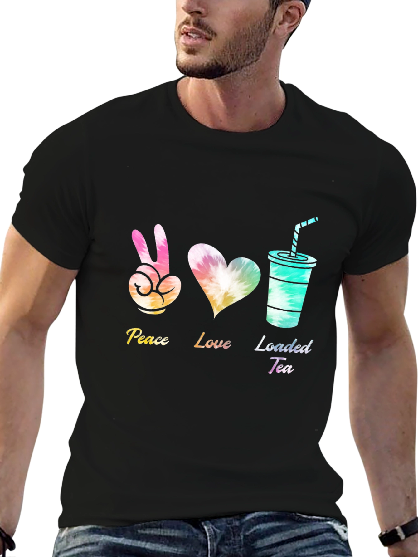 Black Peace Love Loaded Tea Black T-Shirt view 6