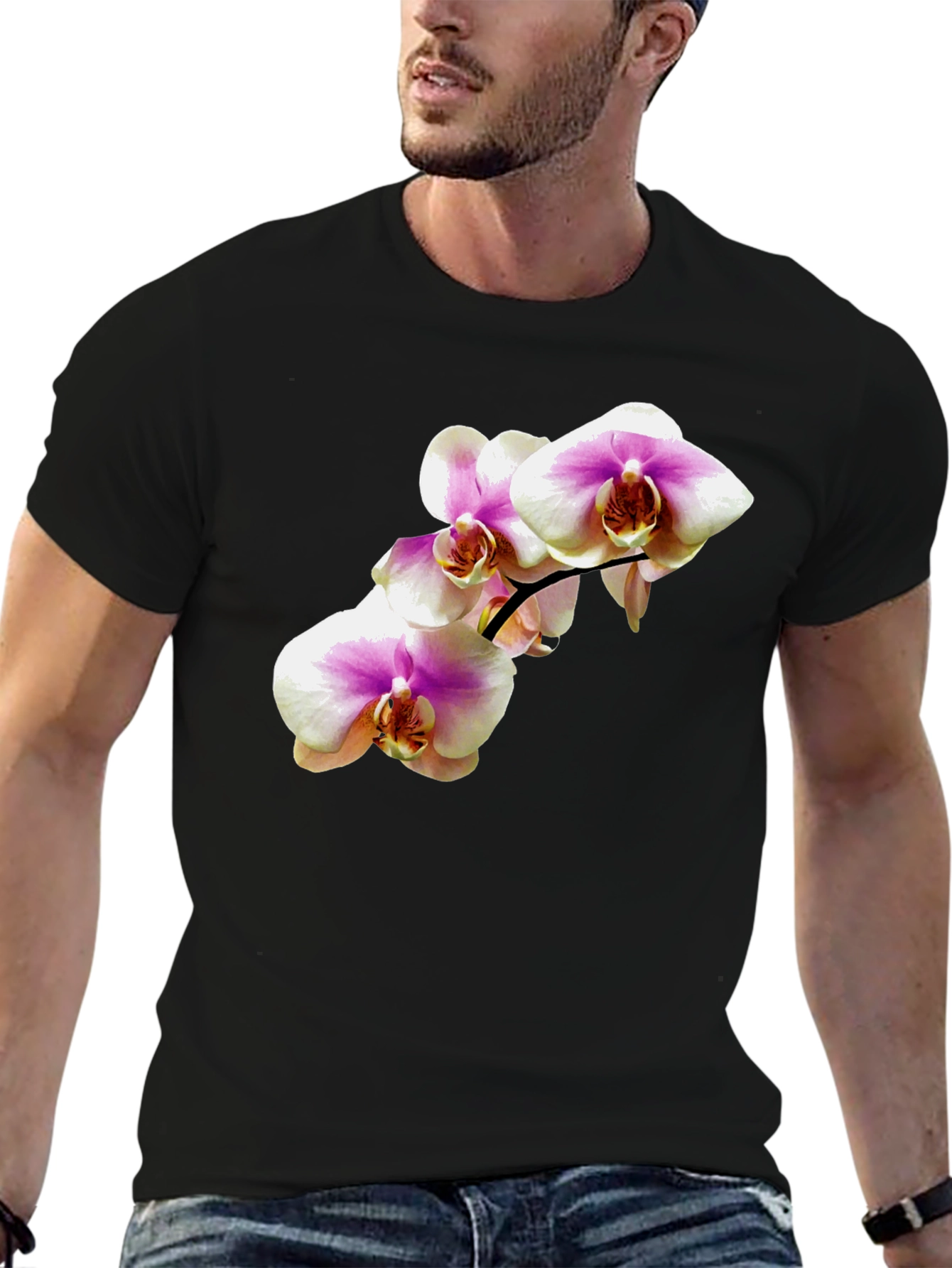 Black Orchid Flower Graphic Tee - Stylish Casual Wear view 6