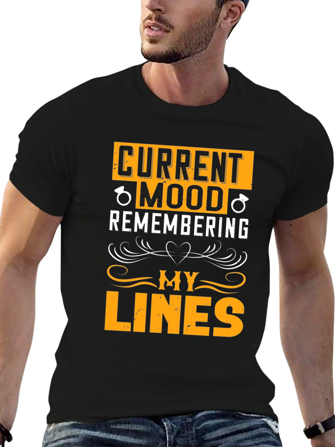 Black Current Mood Remembering My Lines Black Graphic Tee view 6