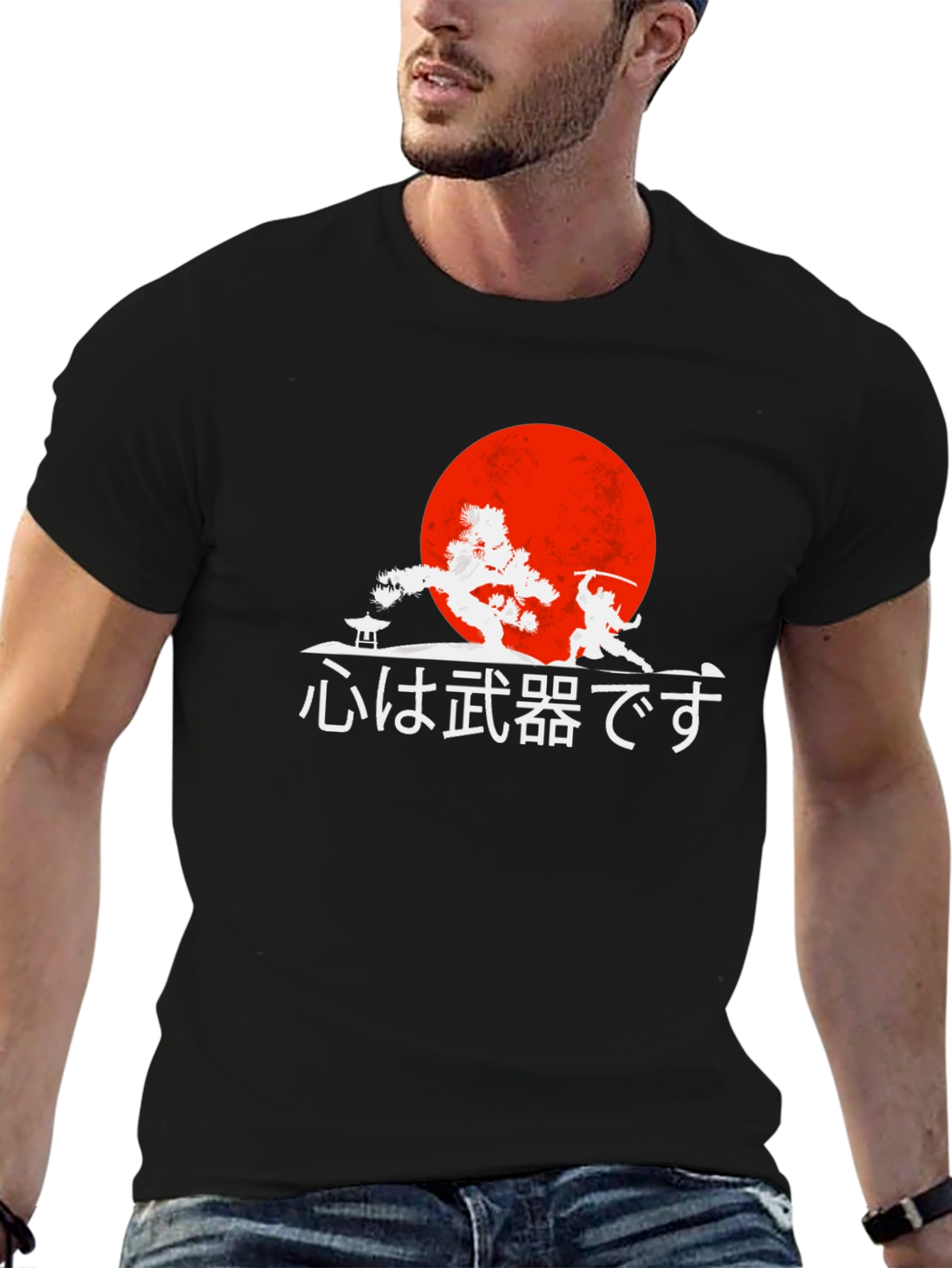 Black Samurai Warrior Graphic Tee - Japanese Art T-Shirt view 6