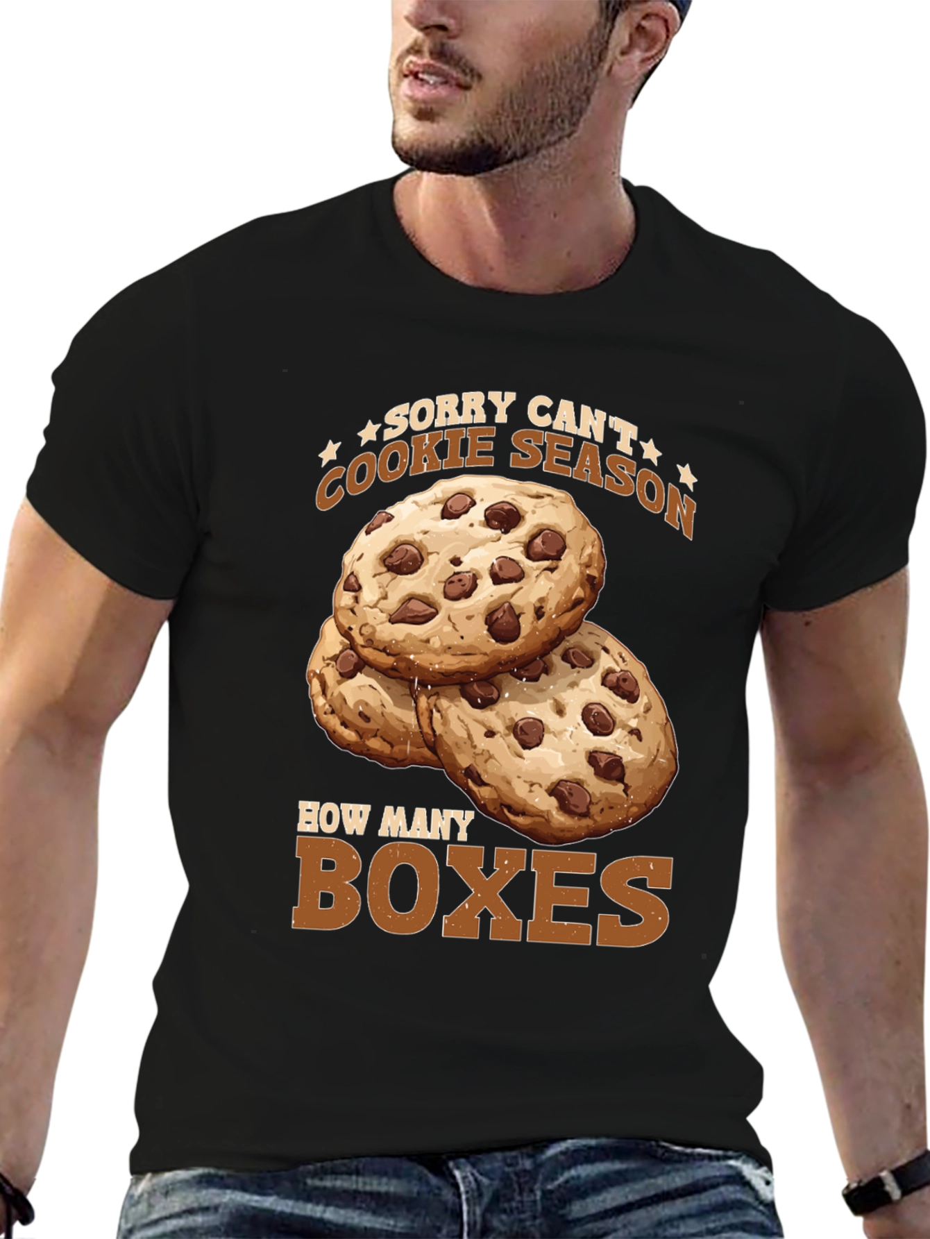Black Funny Cookie Season T-Shirt - How Many Boxes? view 6