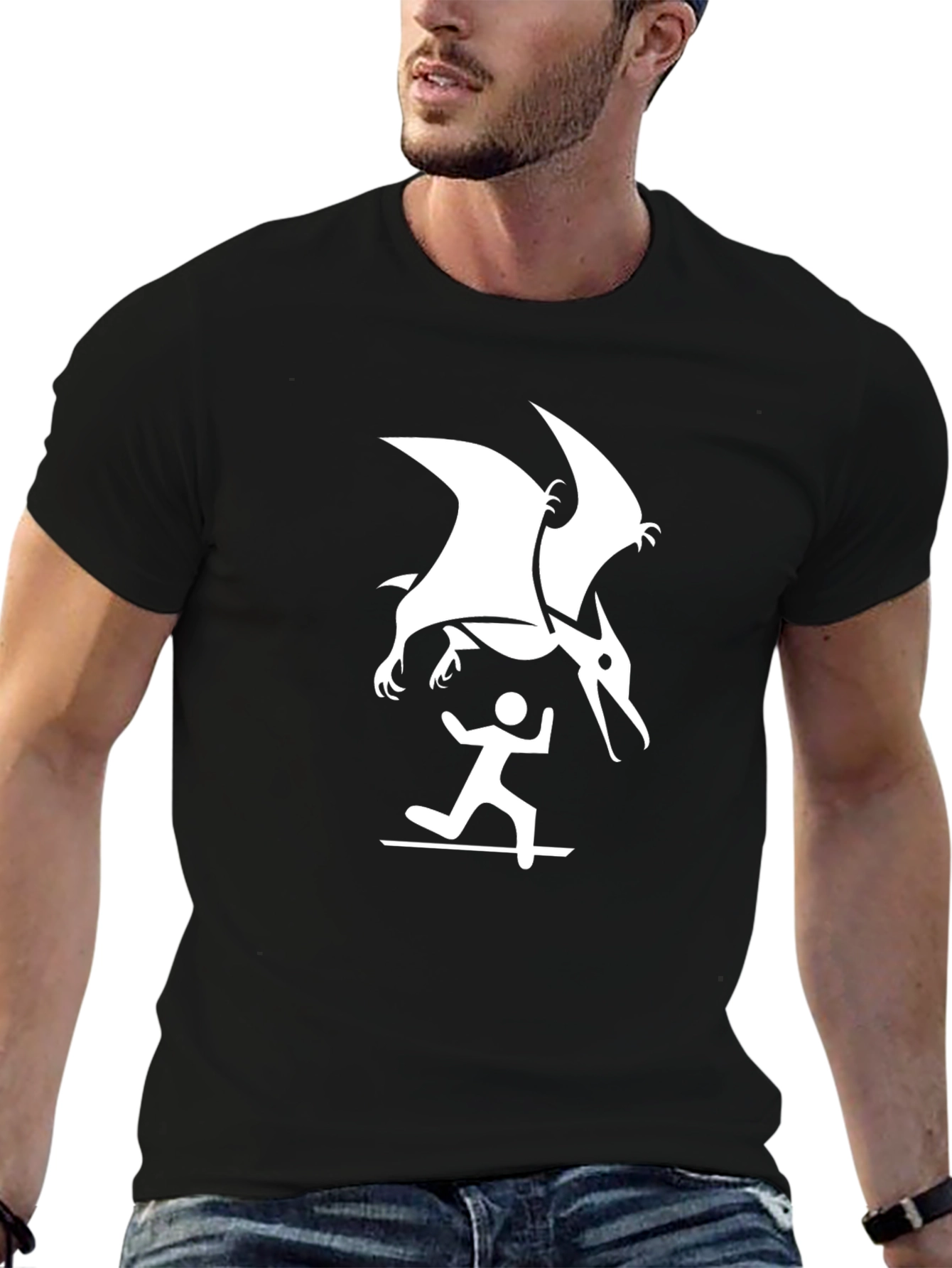 Black Pterodactyl Attack Graphic Tee - Black view 6