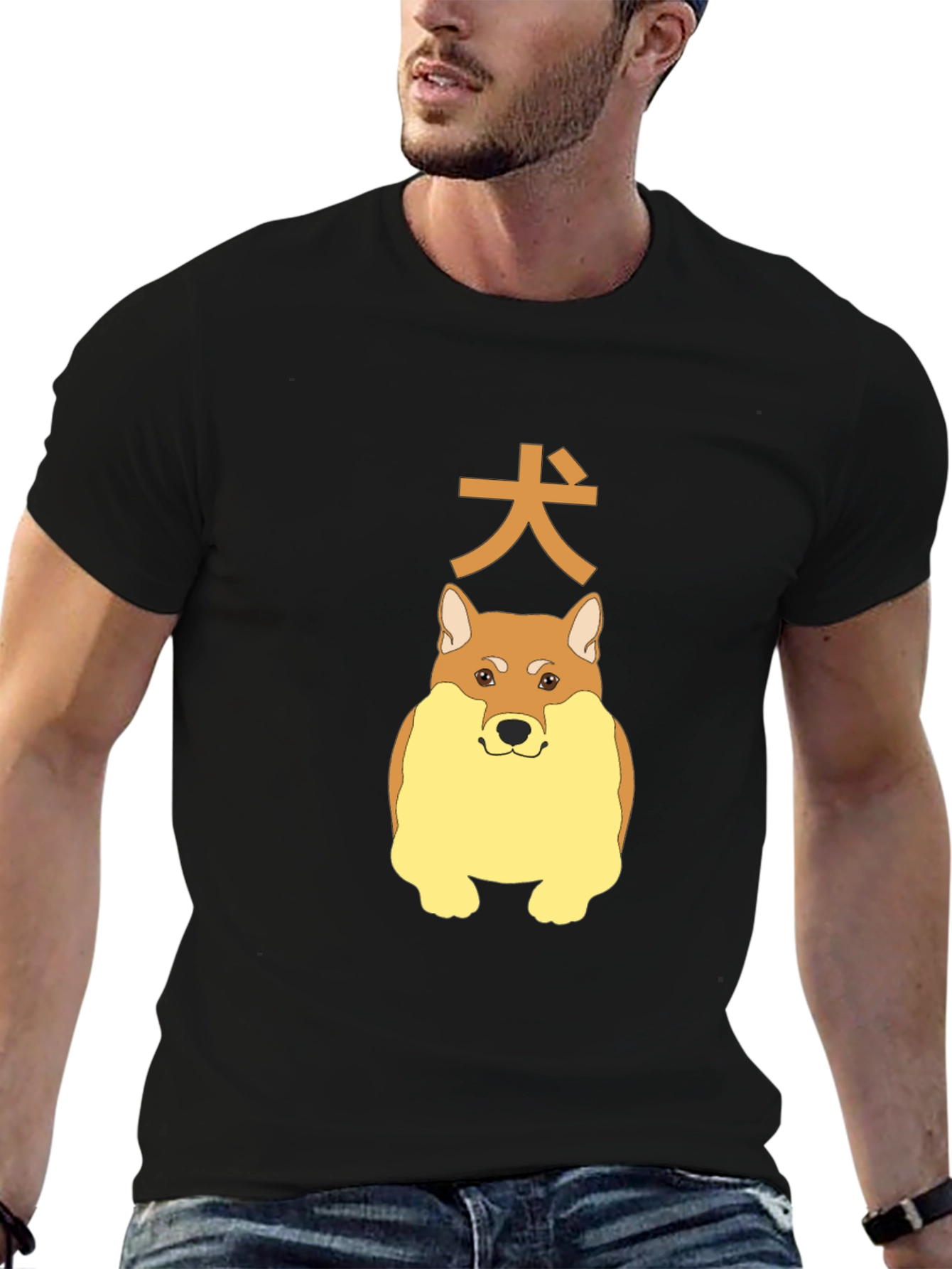 Black Dog Kanji Graphic Tee - Soft Cotton Blend, Classic Fit view 6