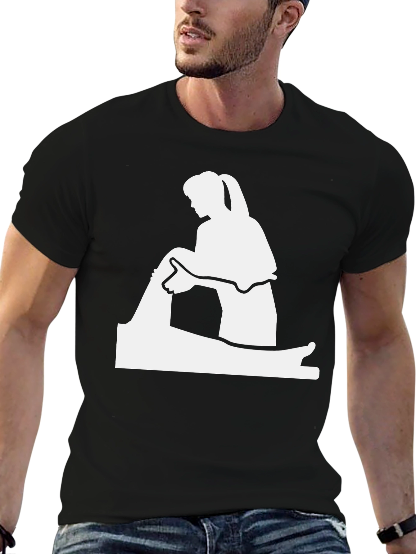 Black Massage Therapy T-Shirt - Black Cotton Tee view 6