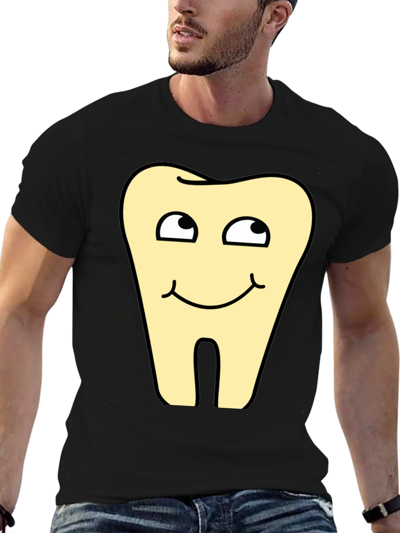 Black Funny Tooth Graphic Tee - Dentist Humor Shirt view 6
