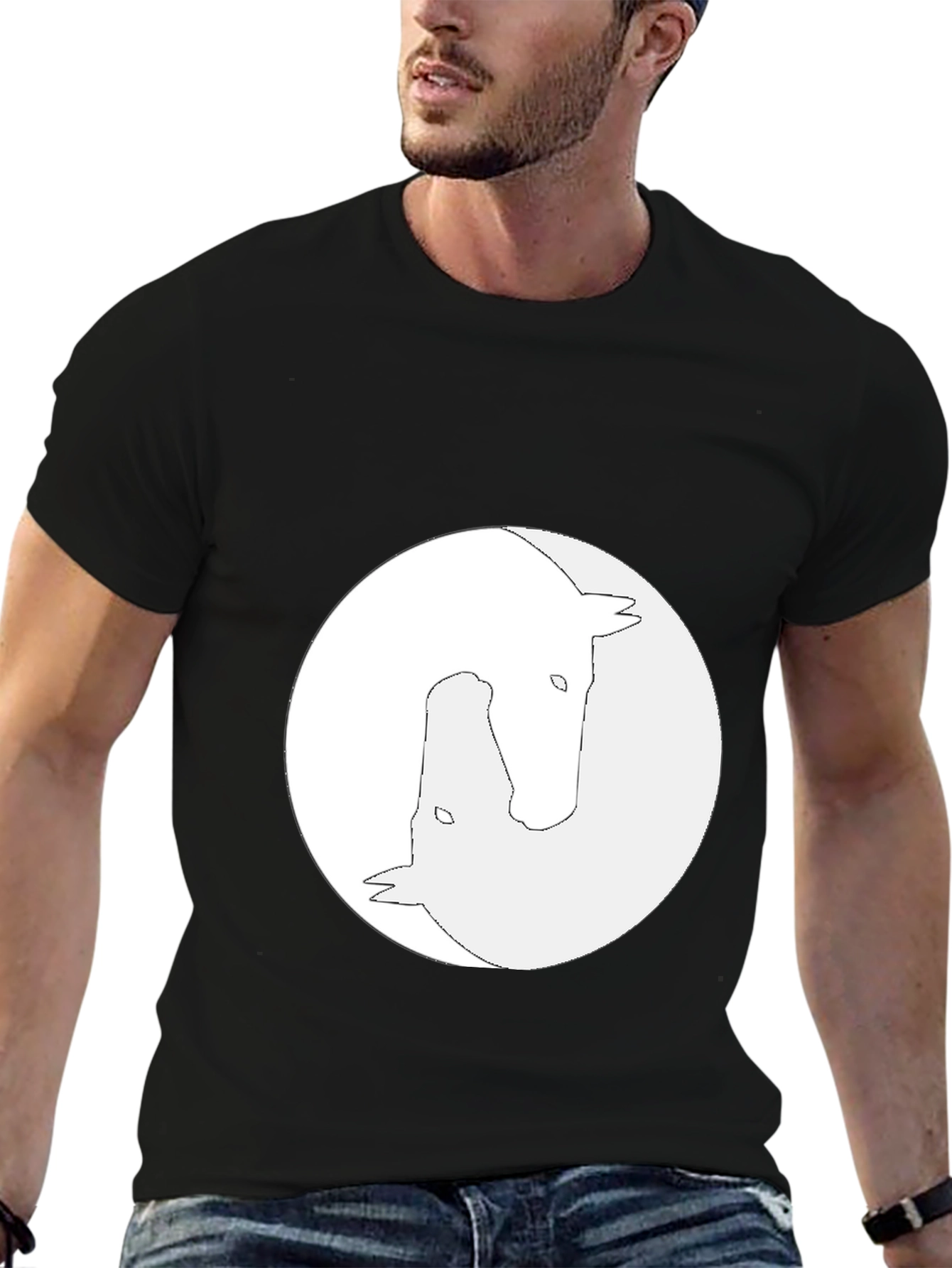 Yin Yang Horse Graphic Tee - Unisex Black T-Shirt - 6