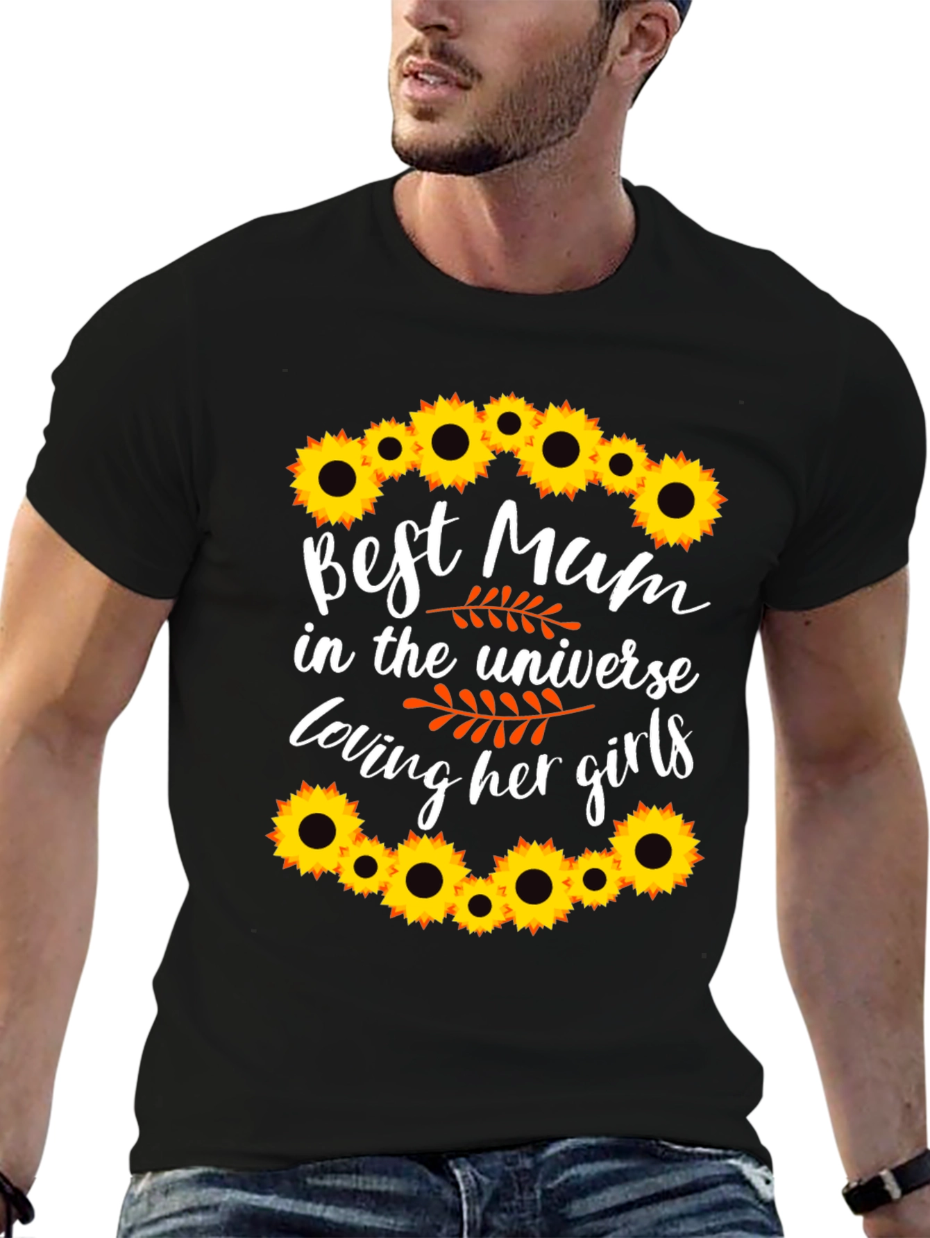 Black Best Mum Ever Sunflower Graphic Tee view 6