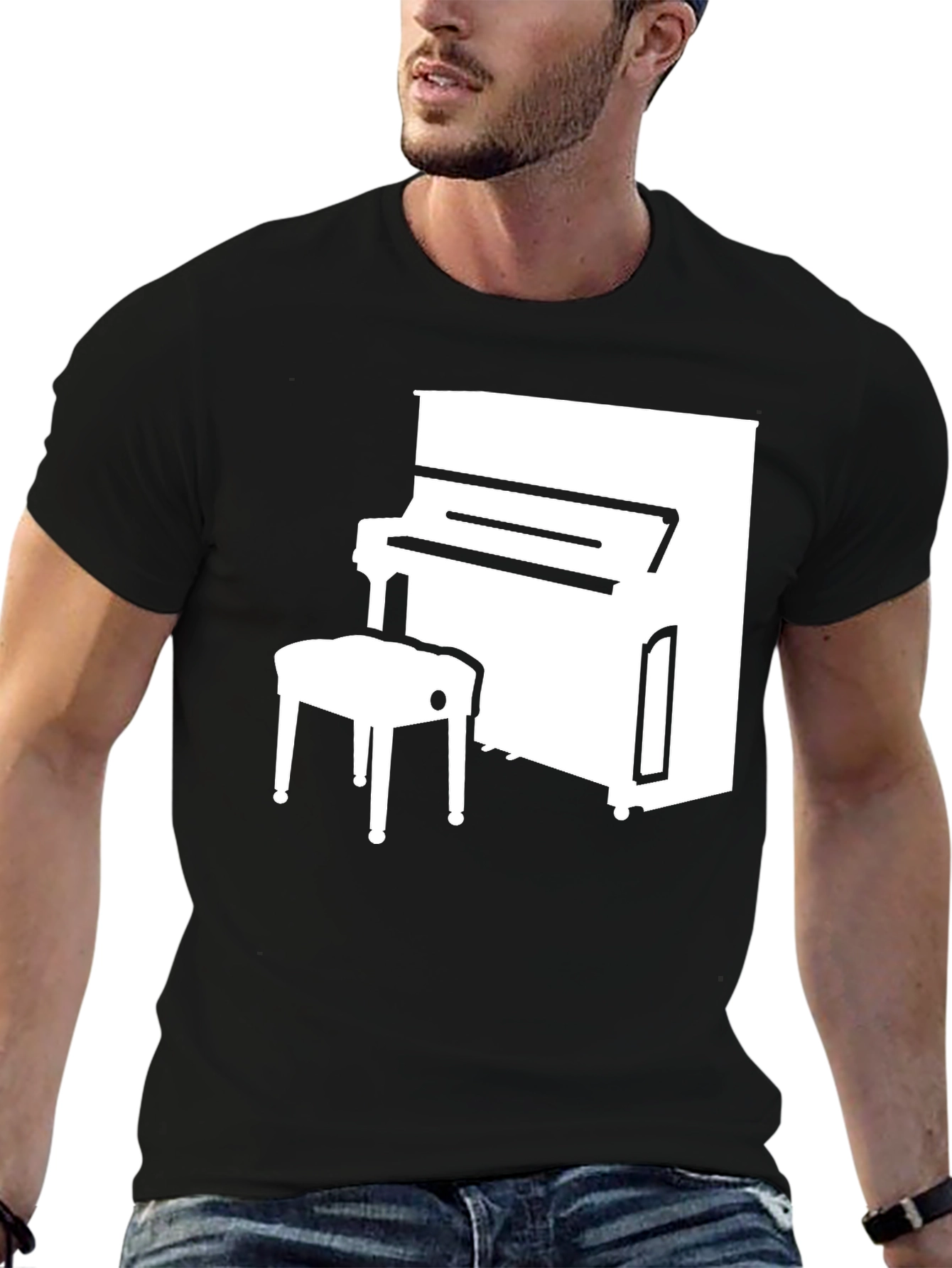 Black Piano Graphic Tee - Stylish Music Lover's T-Shirt view 6